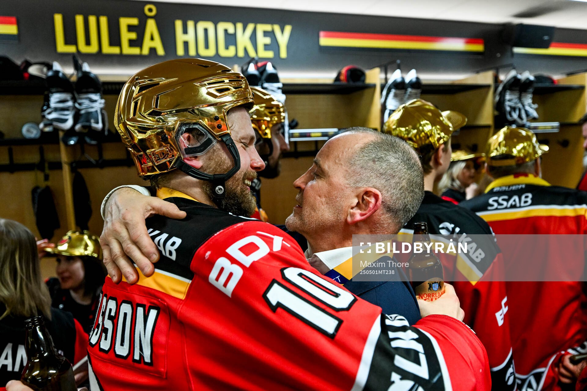 Luleås Einar Emanuelsson och tränare Thomas Berglund