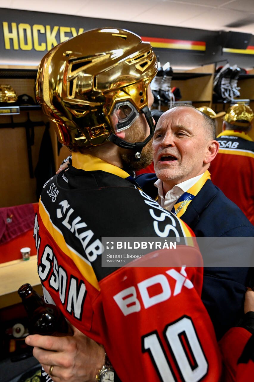 Luleås Einar Emanuelsson och tränare Thomas Berglund