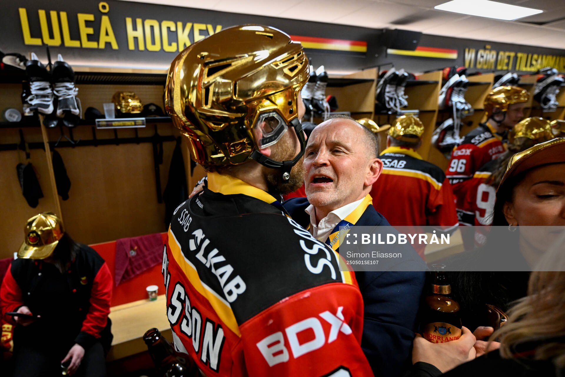 Luleås Einar Emanuelsson och tränare Thomas Berglund