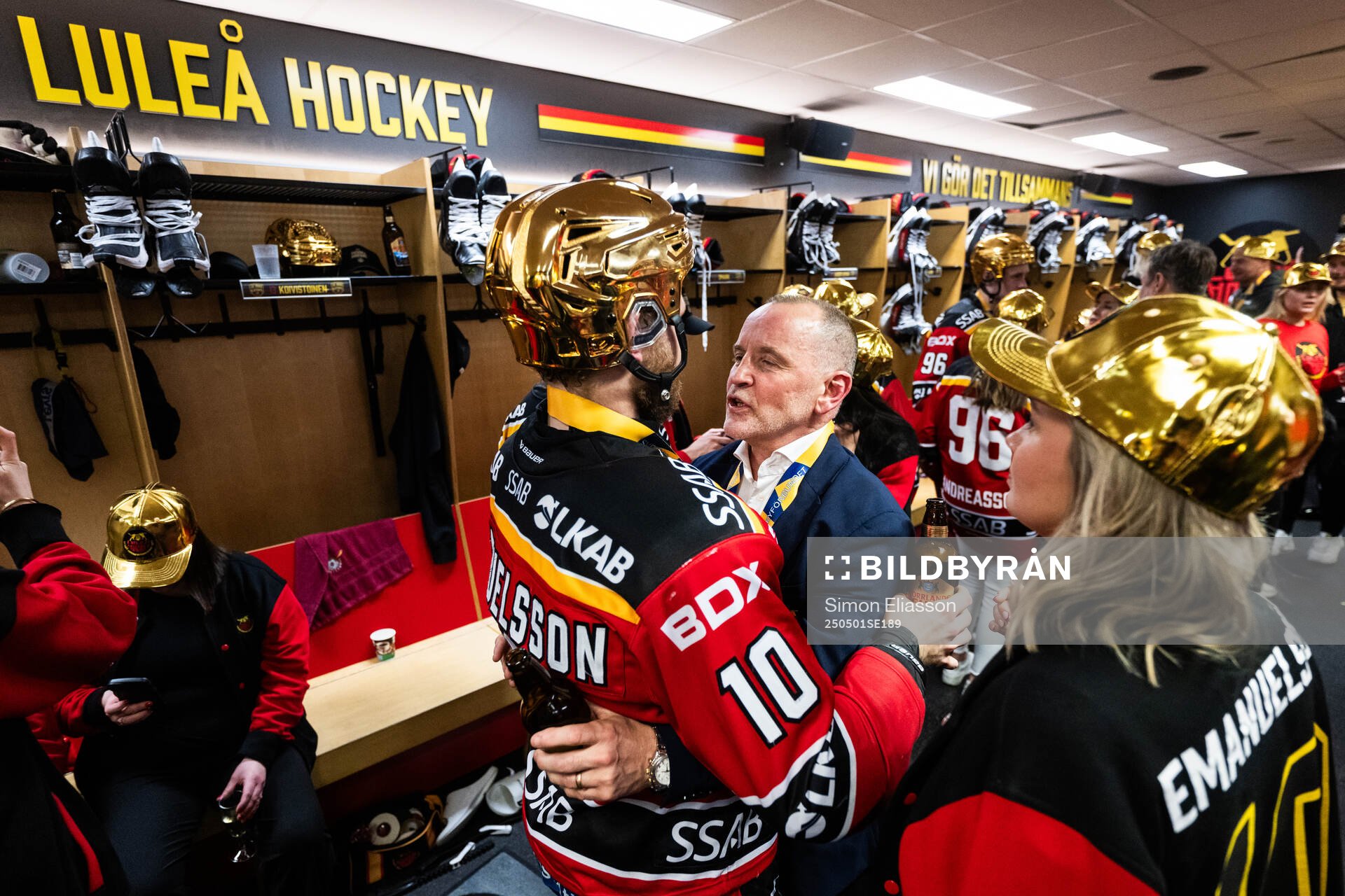 Luleås Einar Emanuelsson och tränare Thomas Berglund