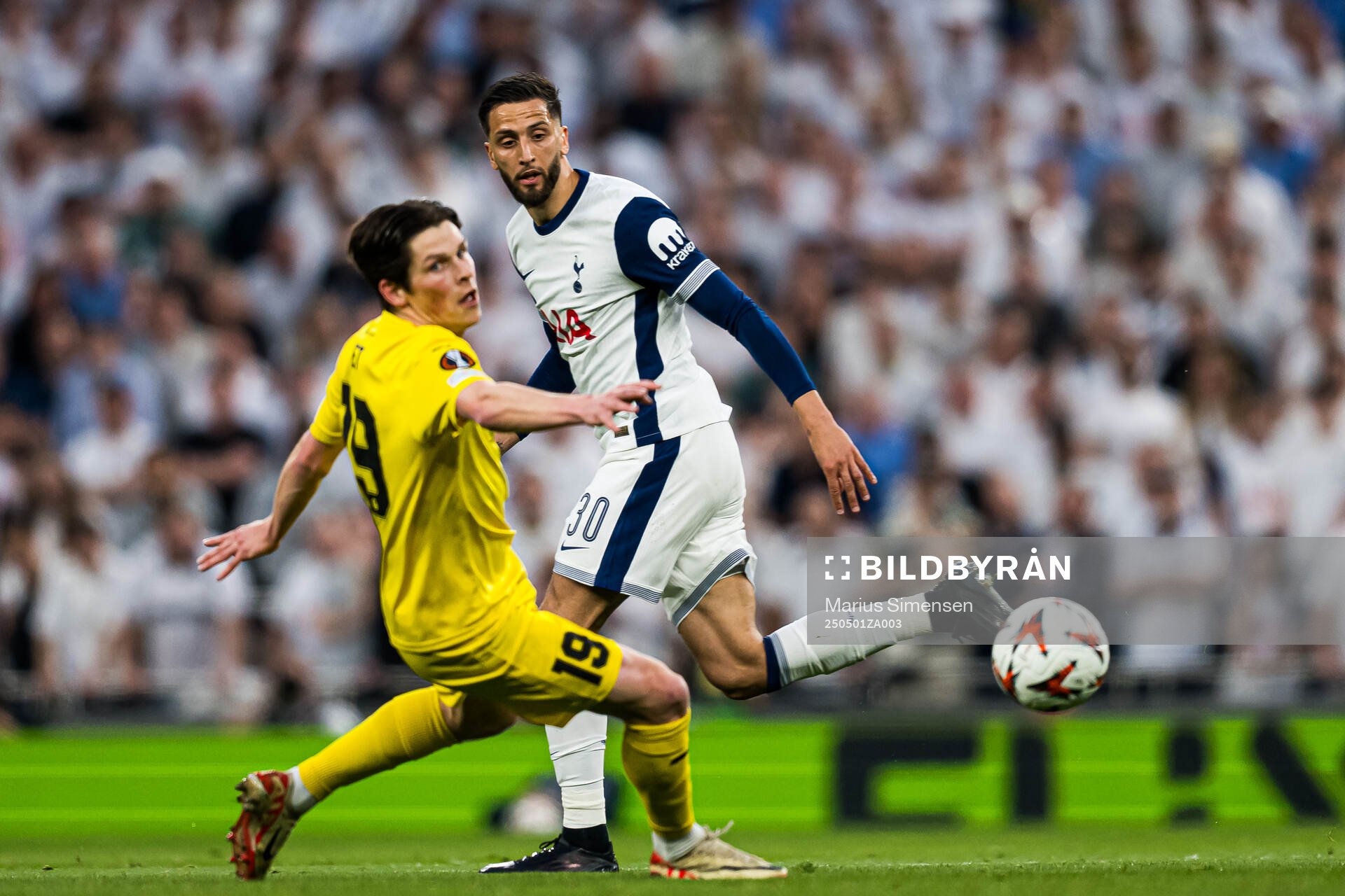 Rodrigo Bentancur of Tottenham during the UEFA Europa League semi-final football match between Tottenham and Bodø/Glimt on May 1, 2025 in London.