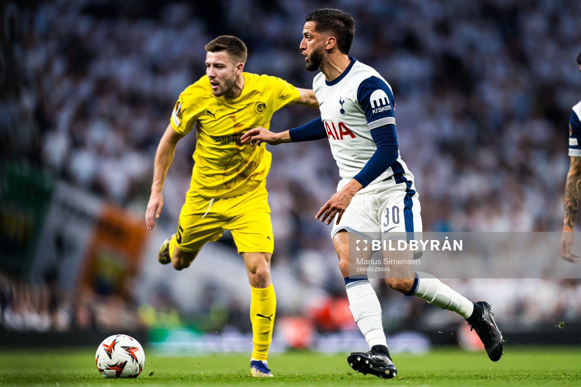 Rodrigo Bentancur of Tottenham during the UEFA Europa League semi-final football match between Tottenham and Bodø/Glimt on May 1, 2025 in London.