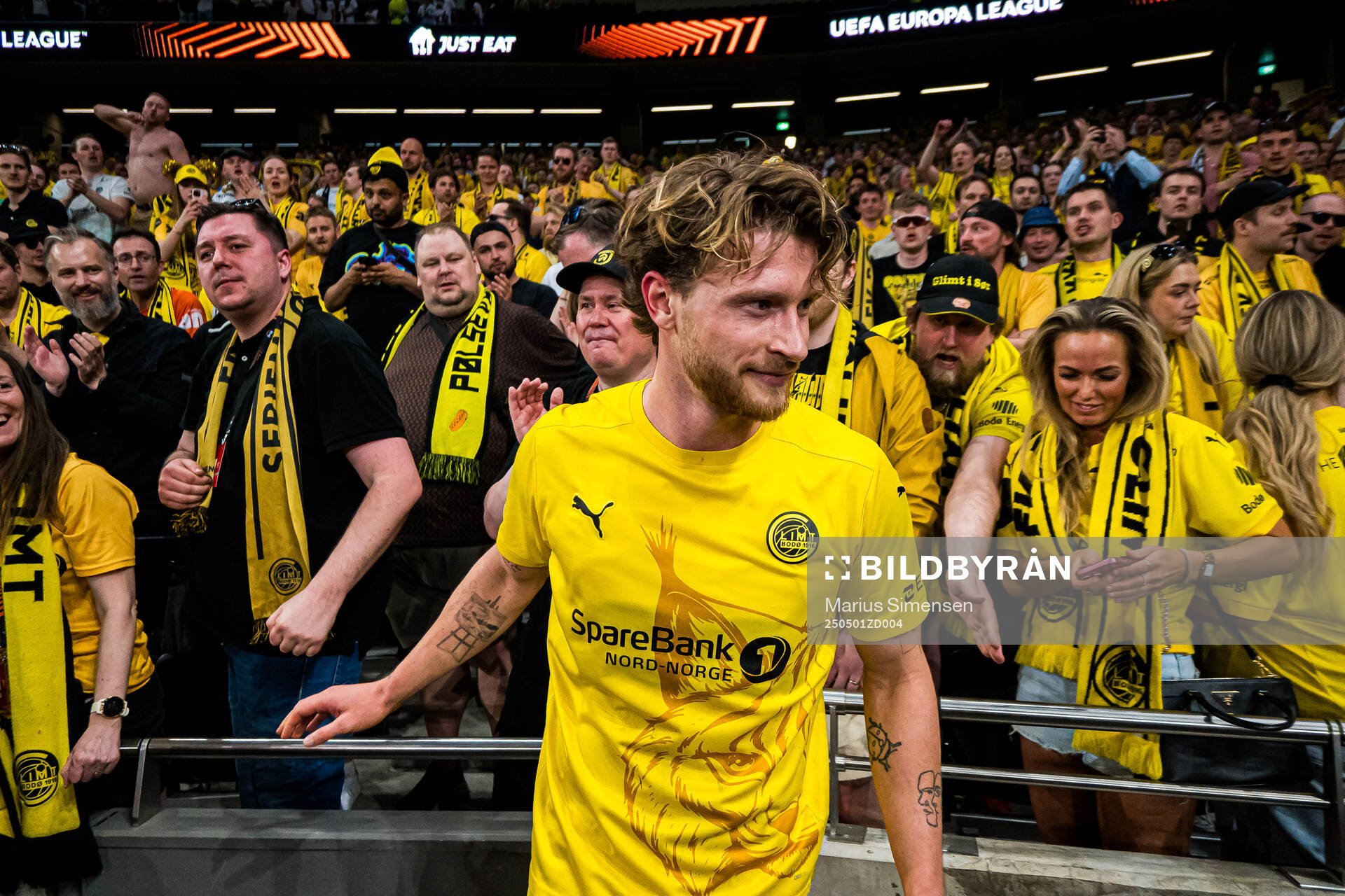 Kasper Høgh of Bodø/Glimt after the UEFA Europa League semi-final football match between Tottenham and Bodø/Glimt on May 1, 2025 in London.
