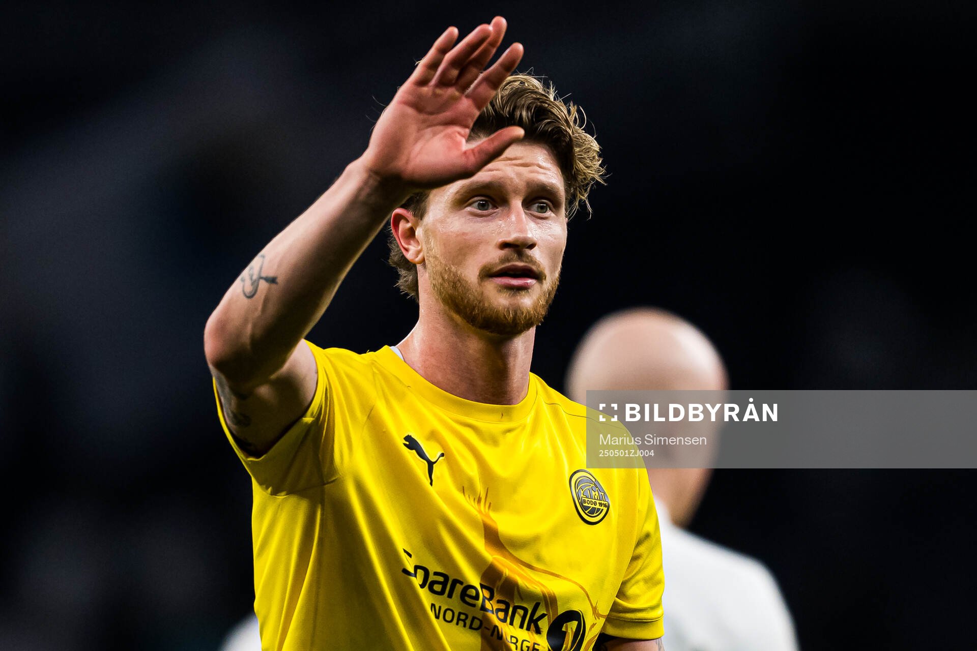 Kasper Høgh of Bodø/Glimt after the UEFA Europa League semi-final football match between Tottenham and Bodø/Glimt on May 1, 2025 in London.