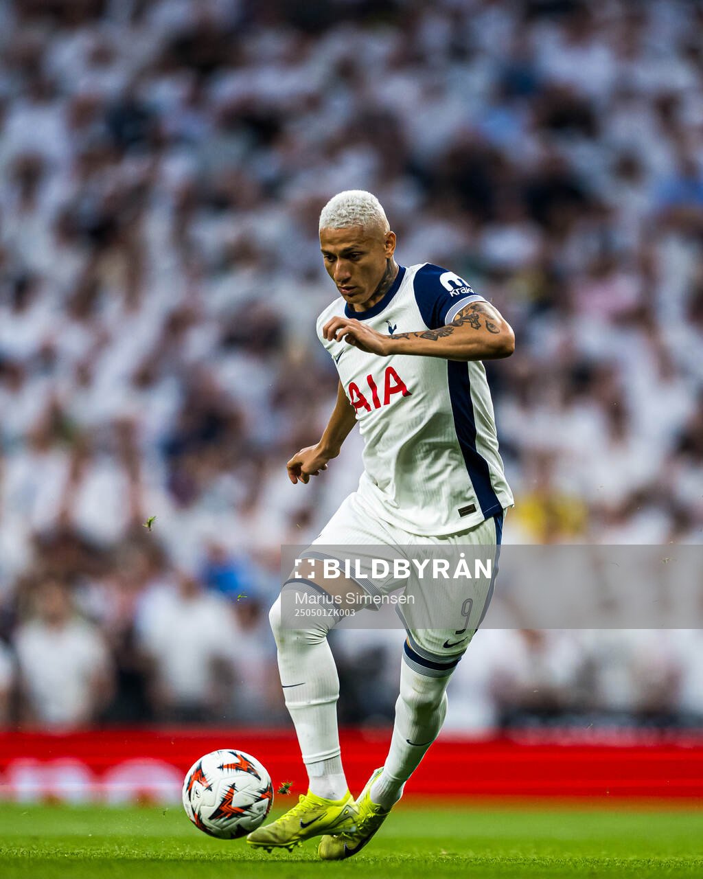 Richarlison of Tottenham during the UEFA Europa League semi-final football match between Tottenham and Bodø/Glimt on May 1, 2025 in London.