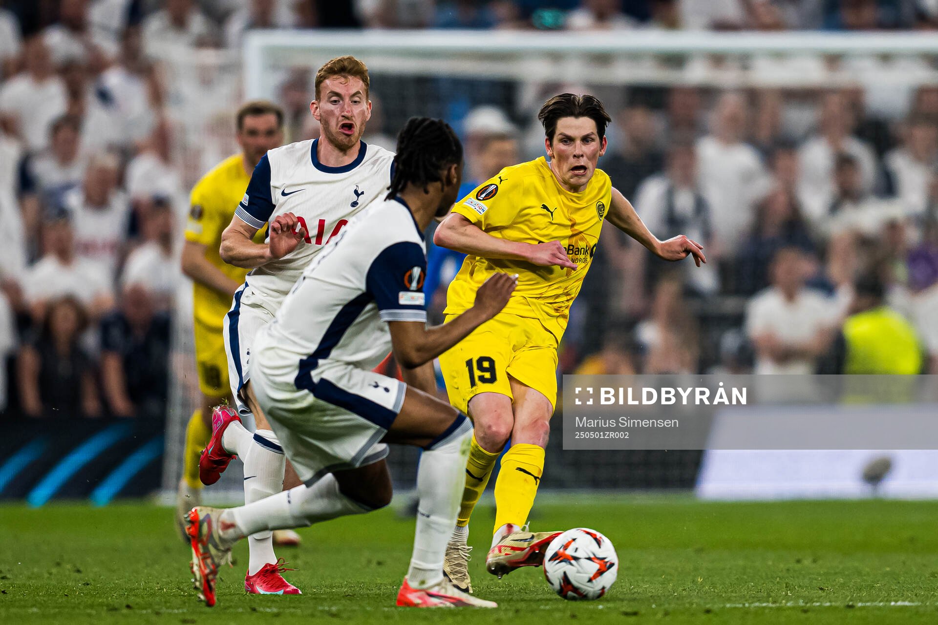 Sondre Brunstad Fet of Bodø/Glimt during the UEFA Europa League semi-final football match between Tottenham and Bodø/Glimt on May 1, 2025 in London.