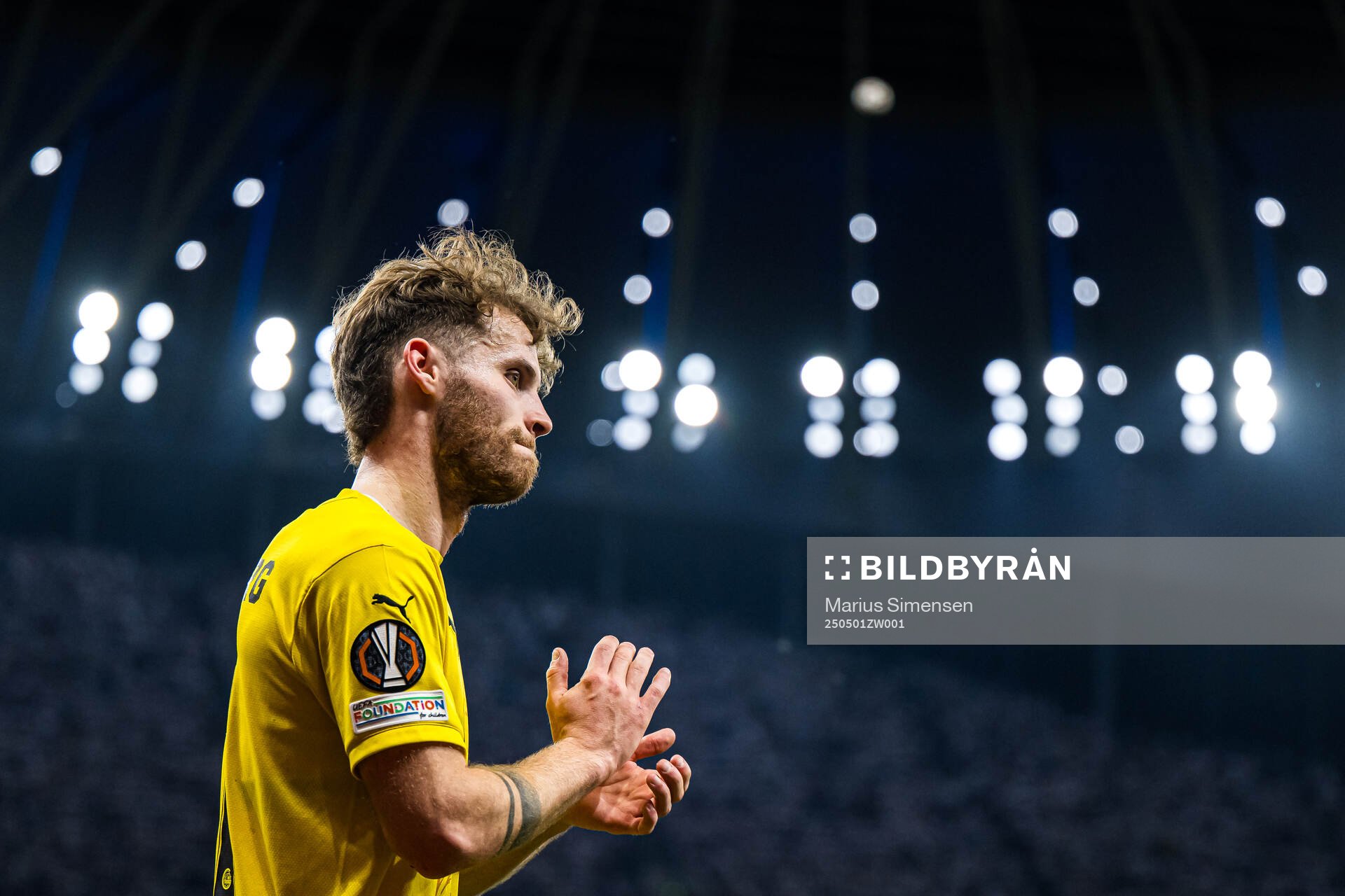 Ole Didrik Blomberg of Bodø/Glimt during the UEFA Europa League semi-final football match between Tottenham and Bodø/Glimt on May 1, 2025 in London.