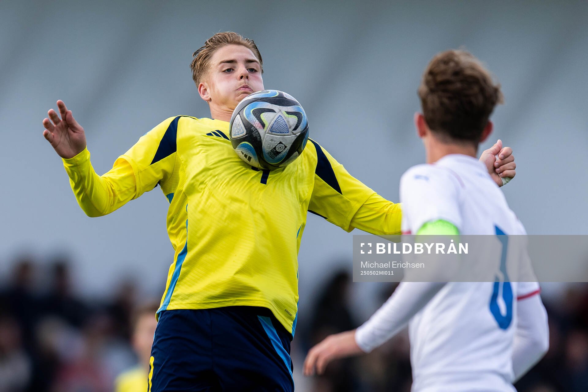 Leonel Eklund of Sweden during the UEFA Development Tournament between Sweden and Czech Republic on May 2, 2025 in Lysekil.