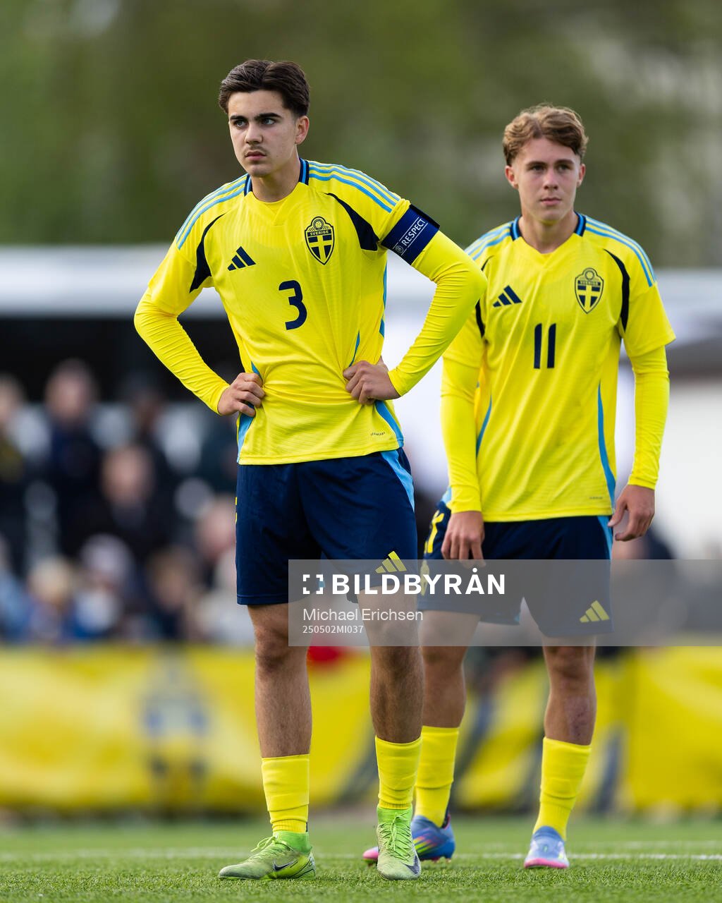 Vicente Ponnert Hidalgo and Dion Mehmeti of Sweden during the UEFA Development Tournament between Sweden and Czech Republic on May 2, 2025 in Lysekil.