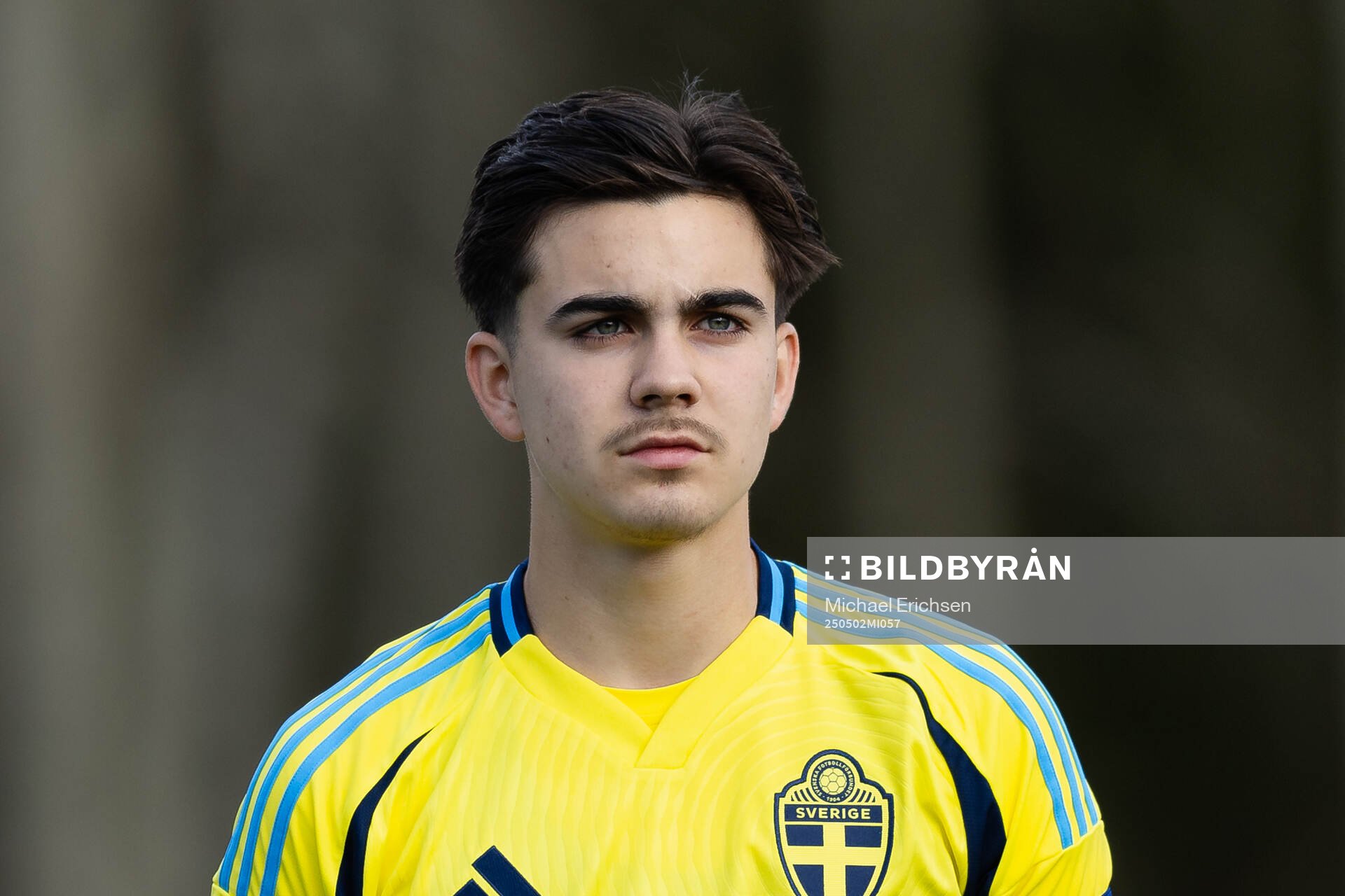 Vicente Ponnert Hidalgo of Sweden during line up ahead of the UEFA Development Tournament between Sweden and Czech Republic on May 2, 2025 in Lysekil.