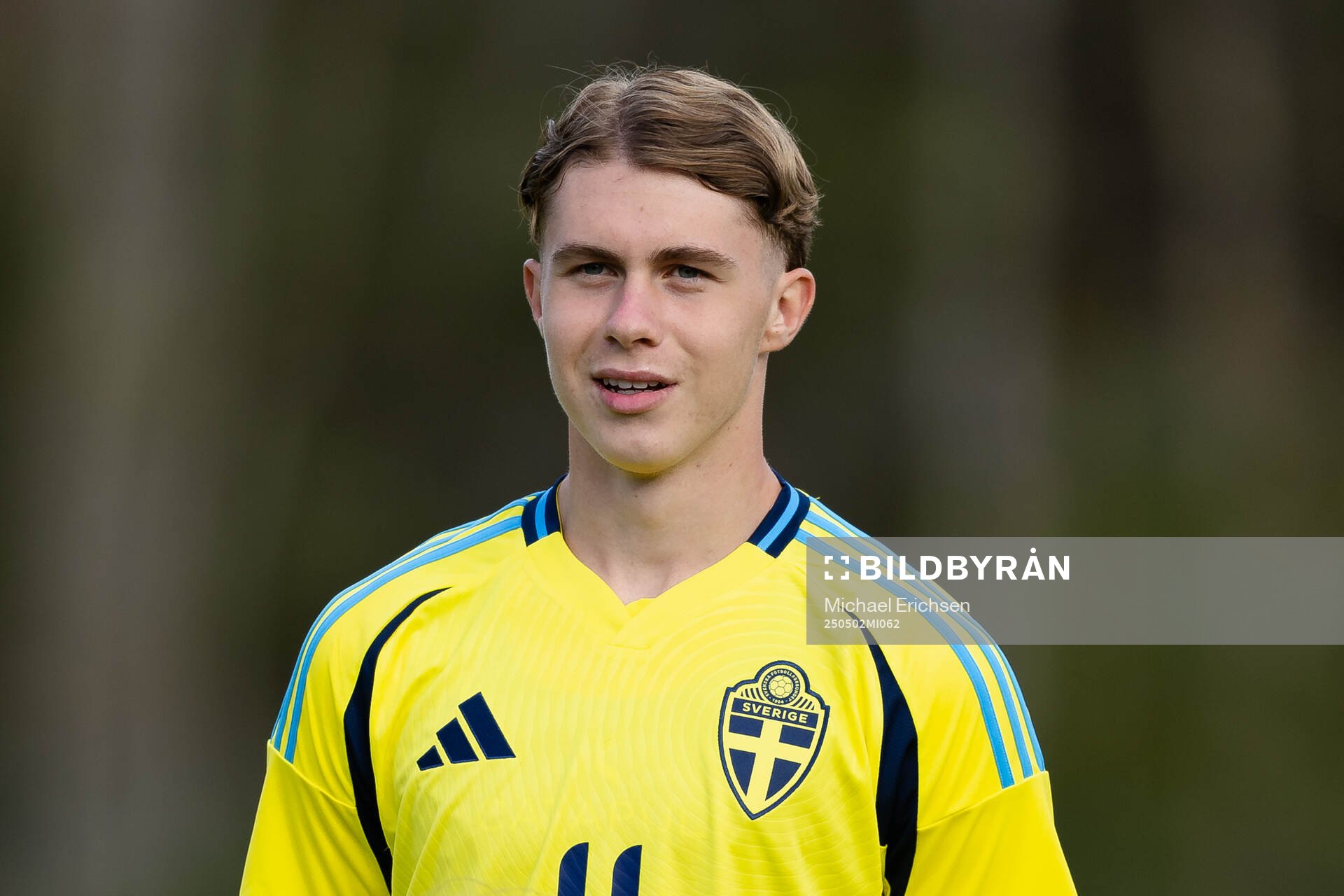 Dion Mehmeti of Sweden during line up ahead of the UEFA Development Tournament between Sweden and Czech Republic on May 2, 2025 in Lysekil.