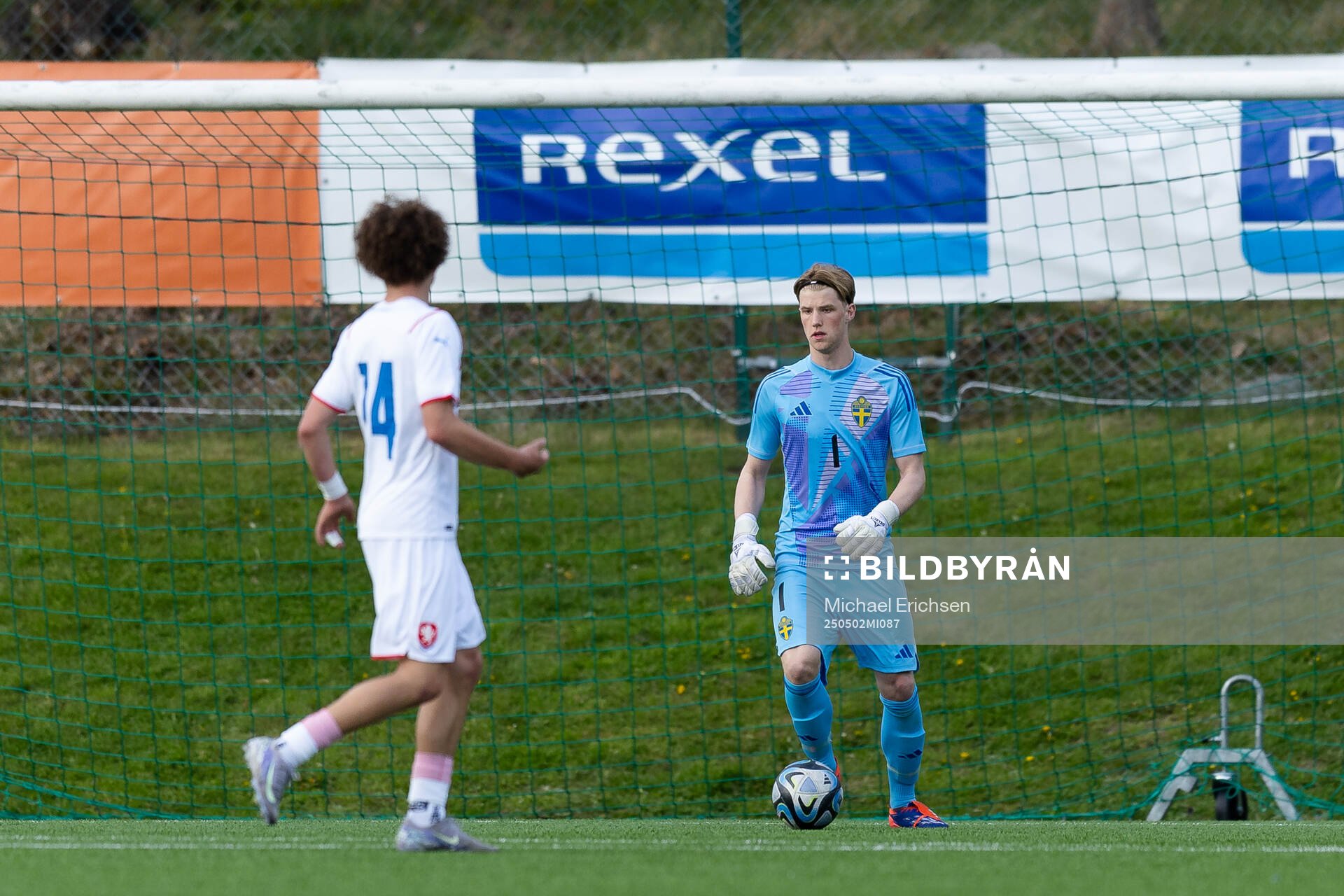 Goalkeeper Svante Stangenberg of Sweden during the UEFA Development Tournament between Sweden and Czech Republic on May 2, 2025 in Lysekil.