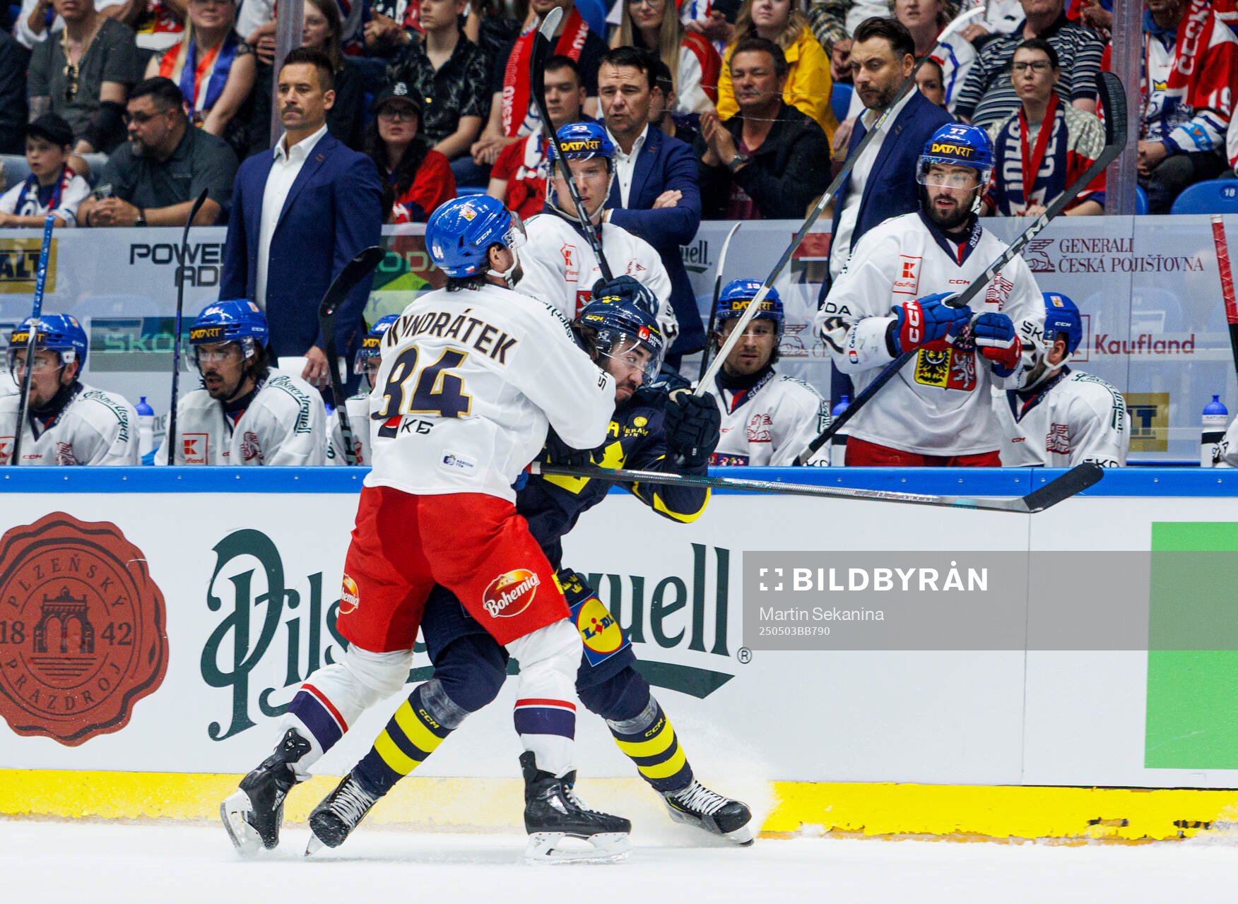 Tomas Kundratek of Czech Republic and Mika Zibanejad of