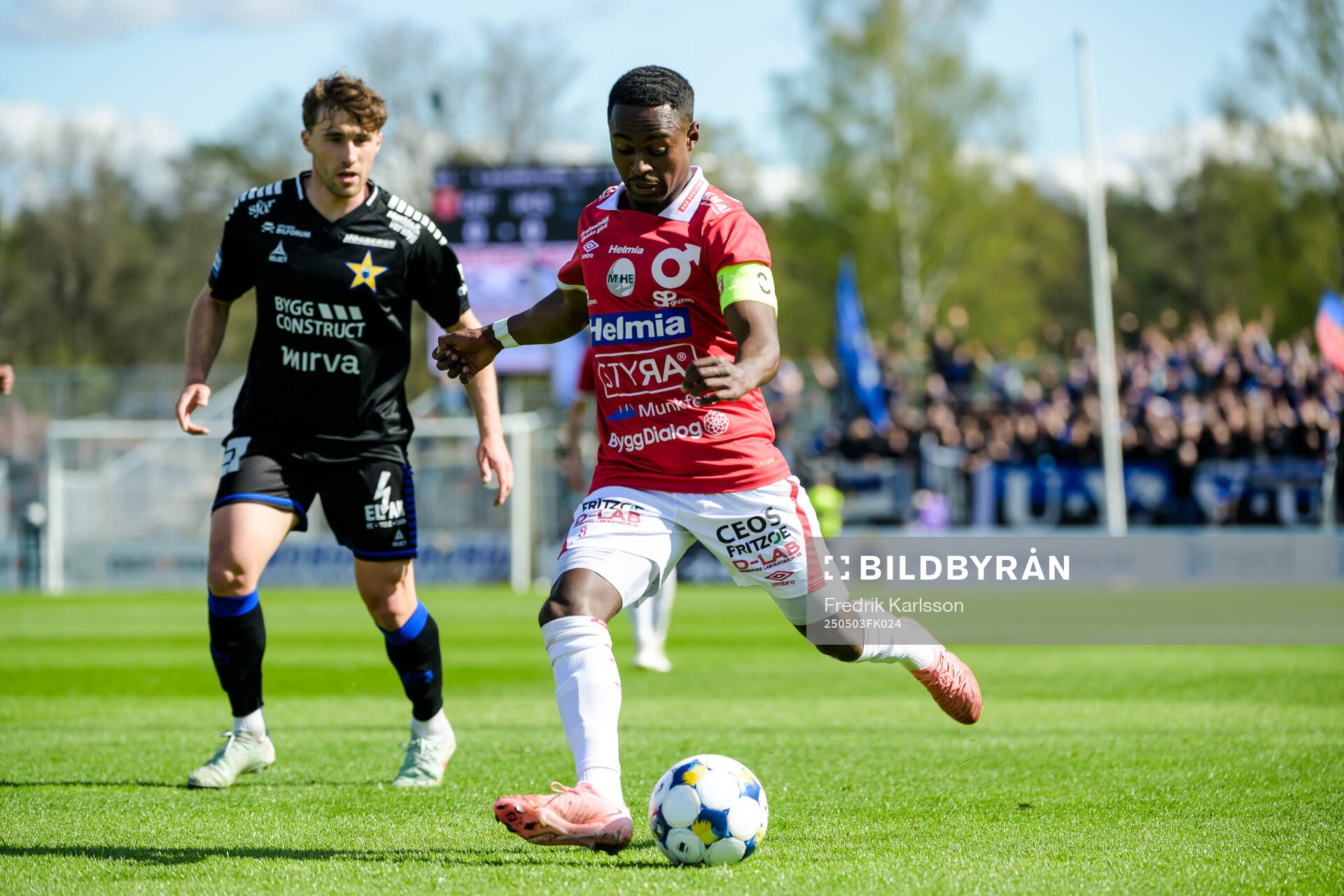 Degerfors Nahom Netabay under fotbollsmatchen i Allsvenskan mellan Degerfors och Sirius den 3 maj 2025 i Degerfors. 