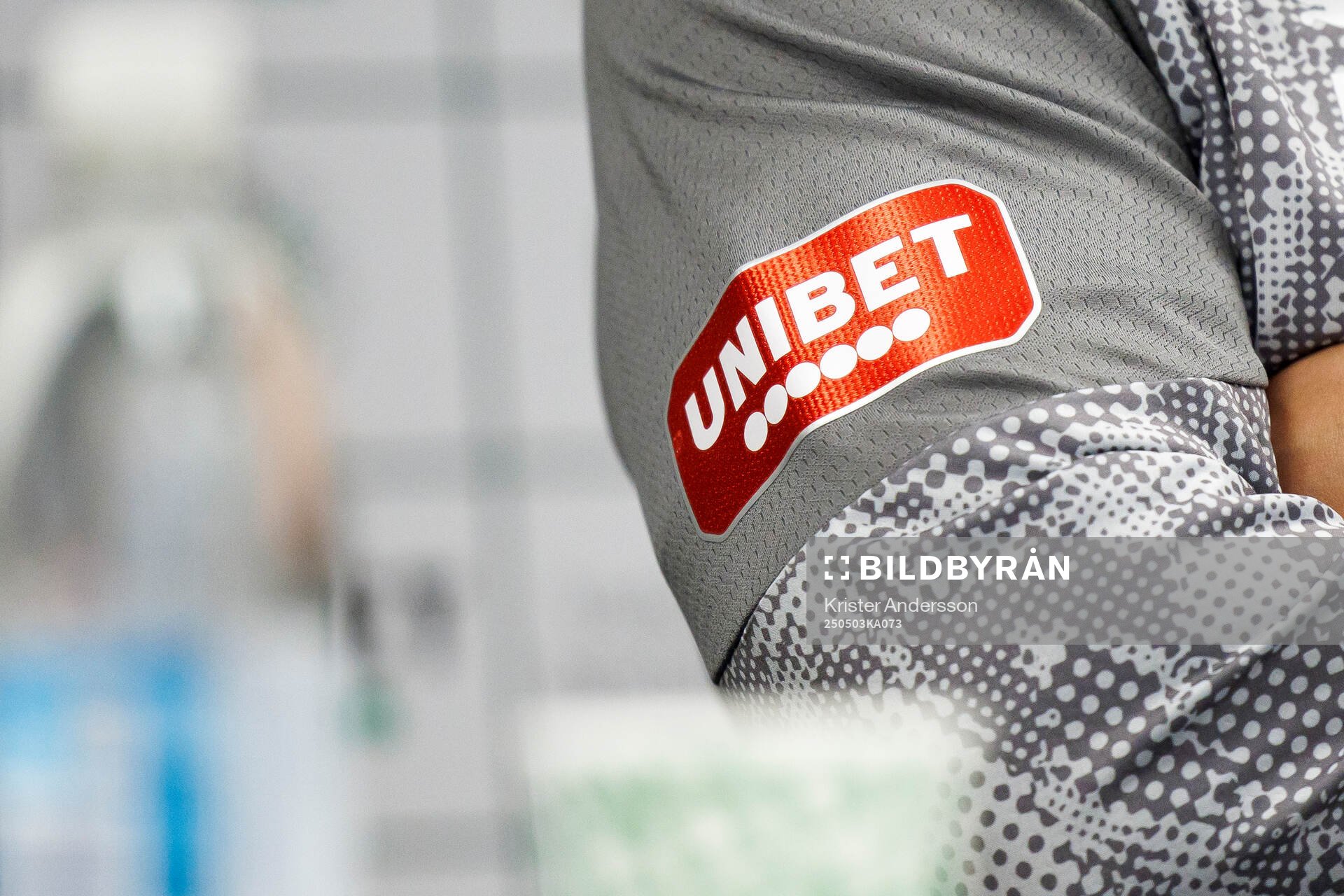 UNIBET logo fotbollsmatchen i Superettan mellan Varberg och Helsingborg den 3 maj 2025 i Varberg. 