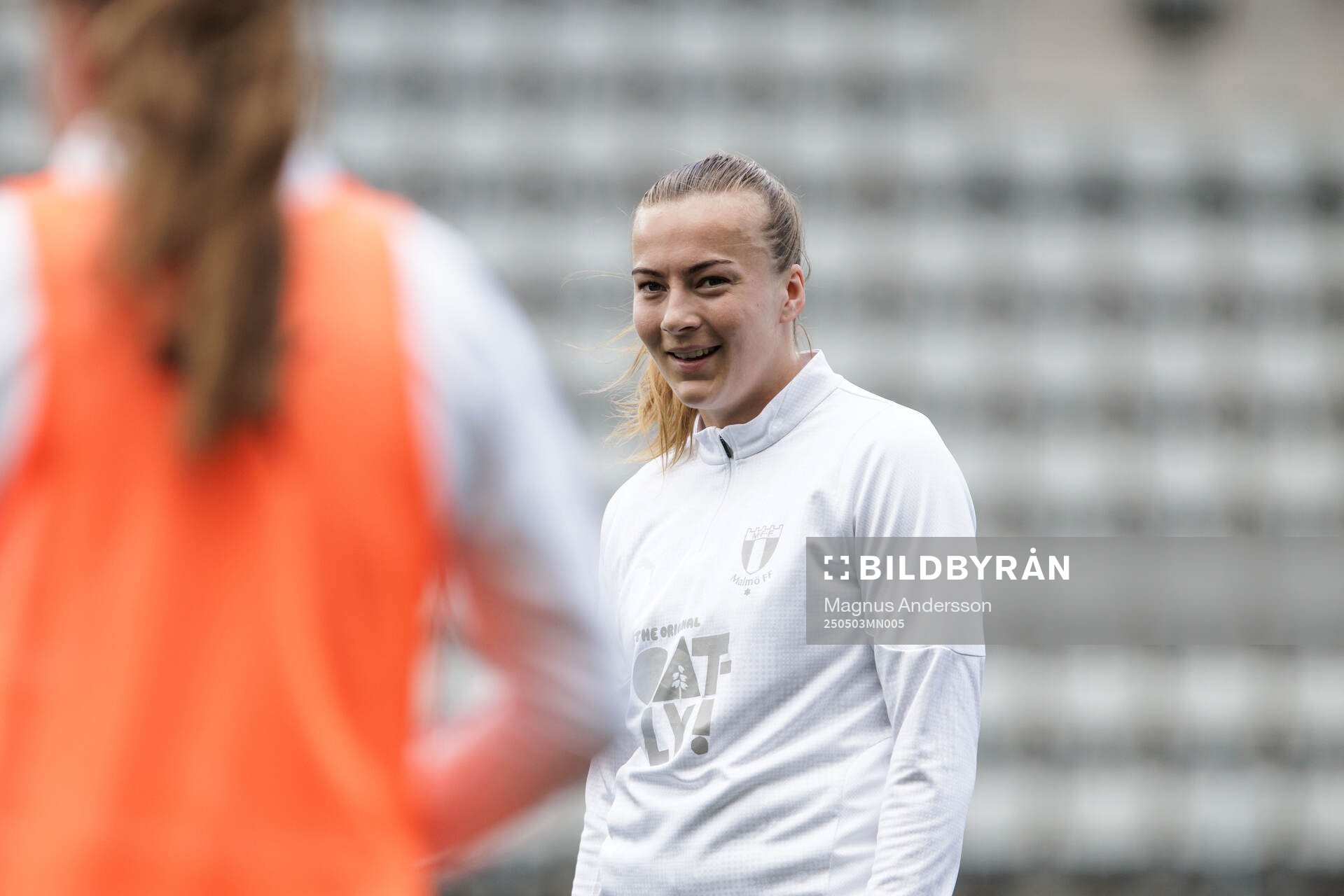 Malmö FFs Sara Kanutte Sørensen Fornes inför fotbollsmatchen i Damallsvenskan mellan Linköping och Malmö FF den 3 maj 2025 i Linköping.