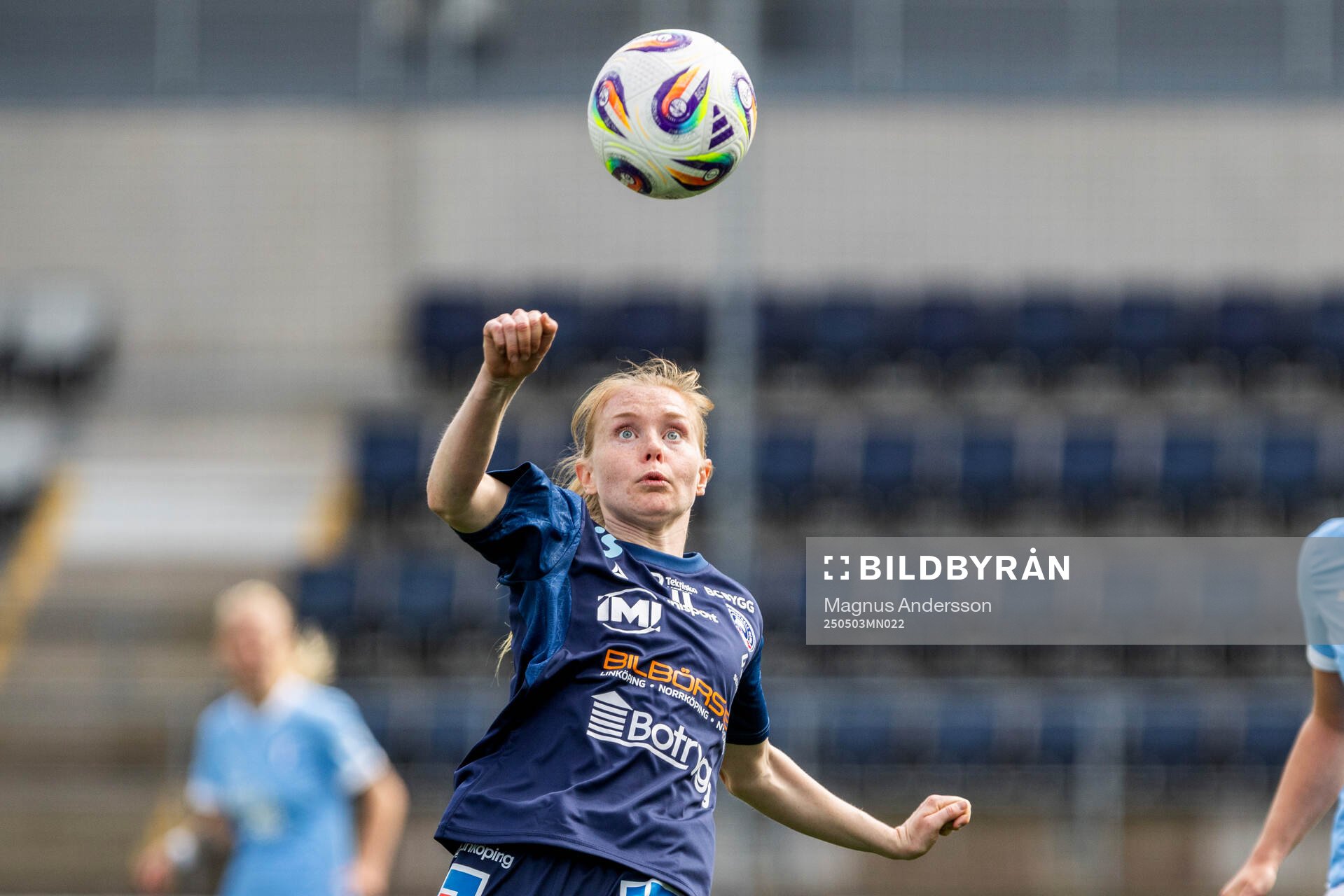 Linköpings Malin Johnsen Brenn under fotbollsmatchen i Damallsvenskan mellan Linköping och Malmö FF den 3 maj 2025 i Linköping. 