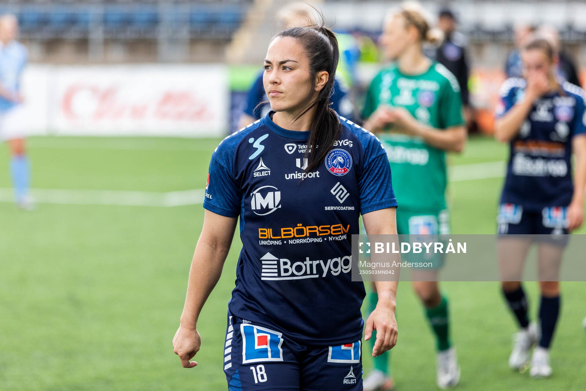 Linköpings Michelle de Jongh efter fotbollsmatchen i Damallsvenskan mellan Linköping och Malmö FF den 3 maj 2025 i Linköping. 
