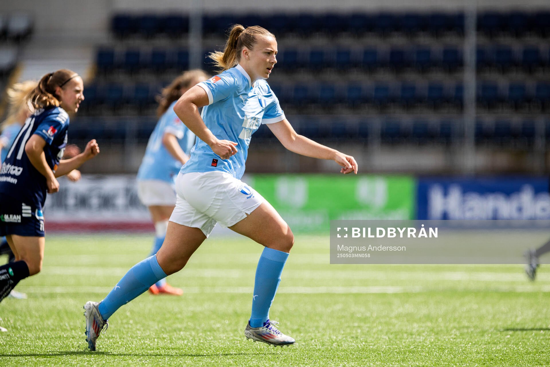 Malmö FFs Sara Kanutte Sørensen Fornes under fotbollsmatchen i Damallsvenskan mellan Linköping och Malmö FF den 3 maj 2025 i Linköping.