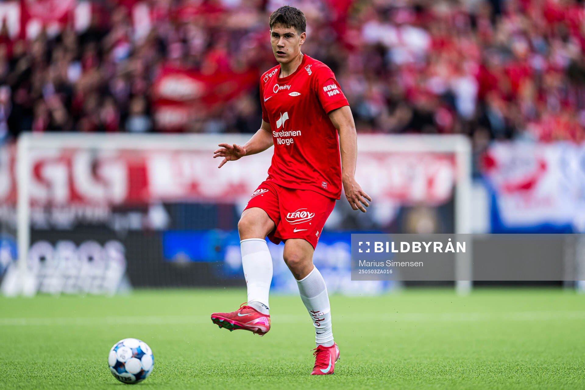 Eivind Helland of Brann during the Eliteserien match between Vålerenga and Brann on May 3, 2025 in Oslo. 
