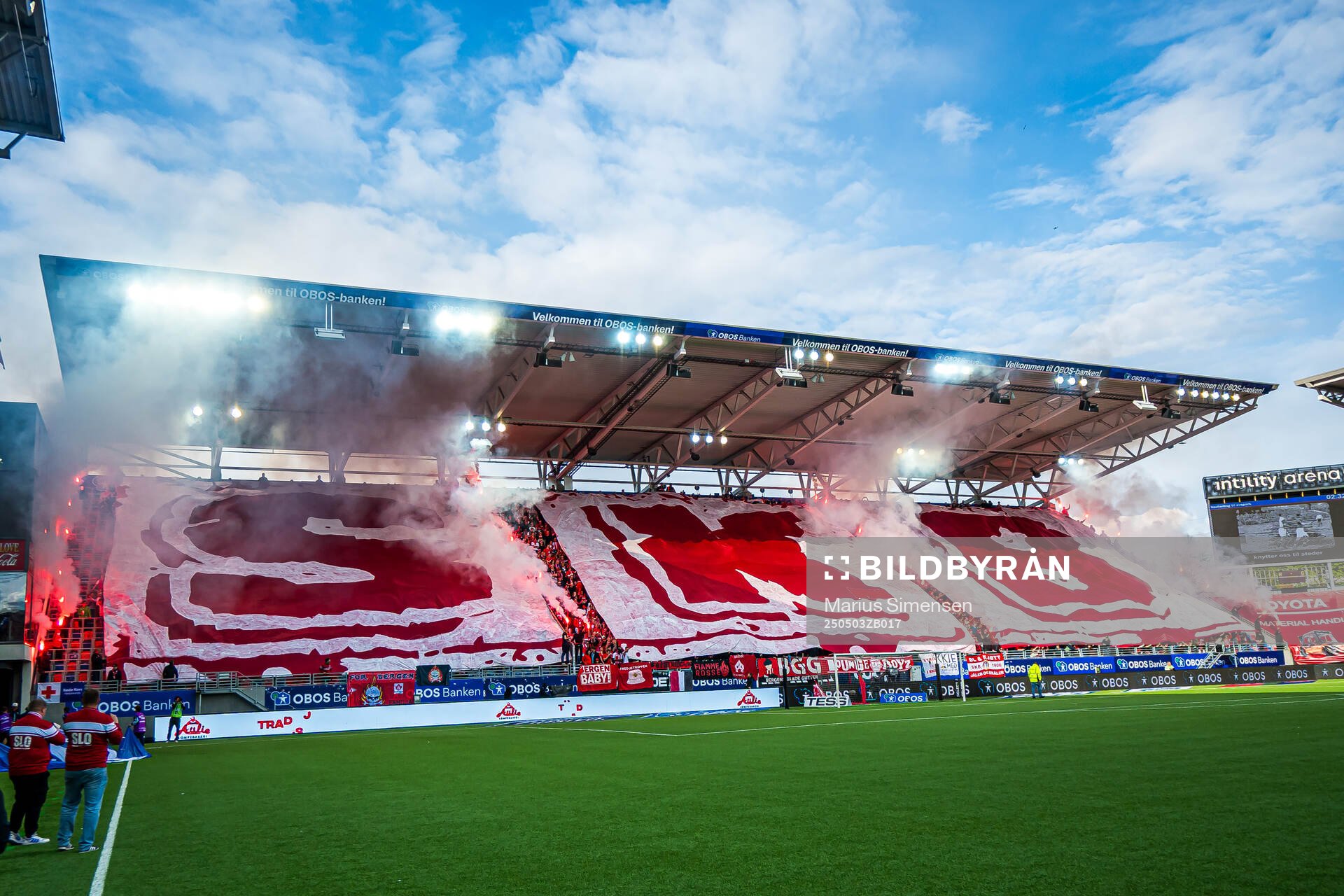 Spectators in the stands ahead of the Eliteserien match between Rosenborg and Molde on May 3, 2025 in Oslo. 