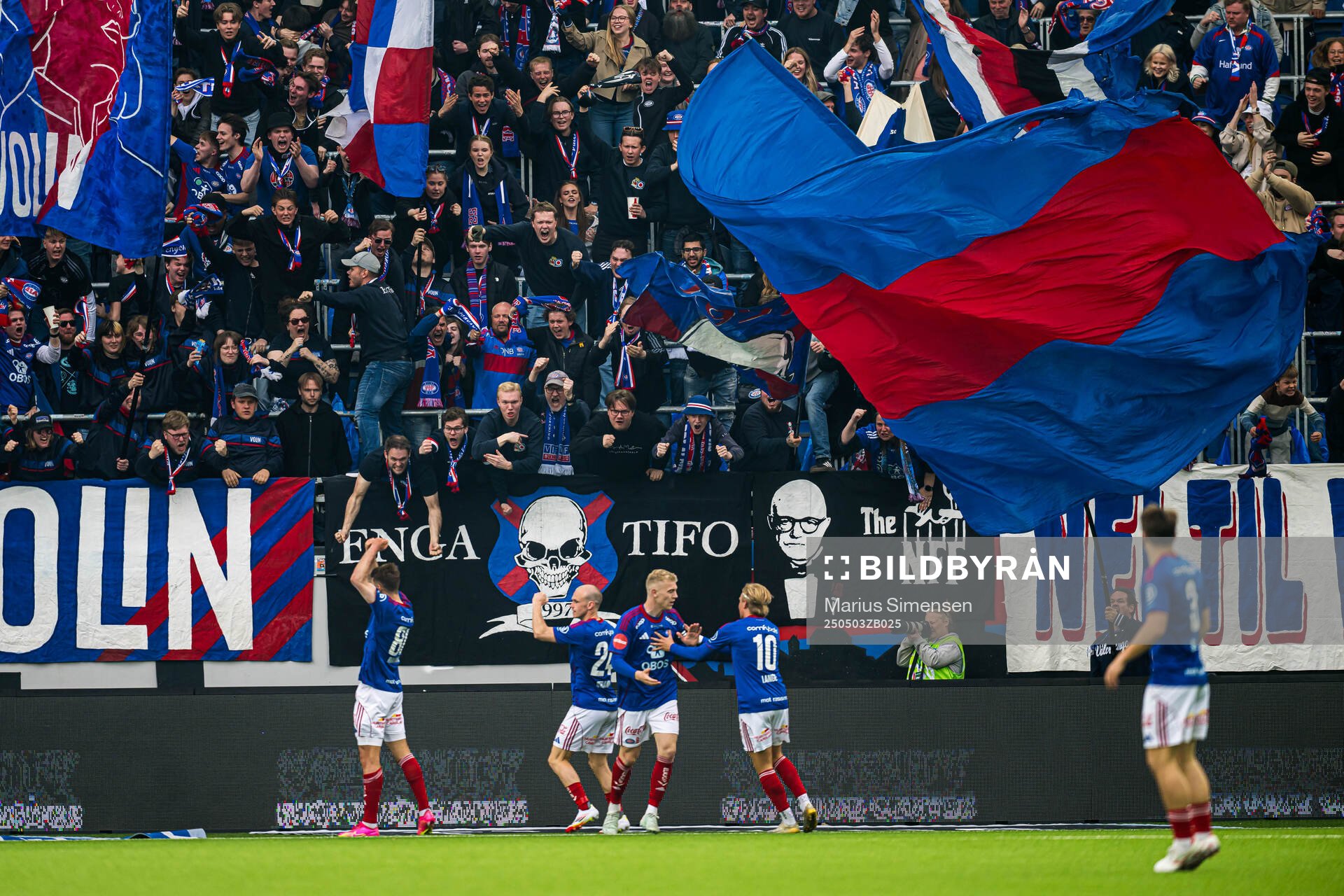 Muamer Brajanac of Vålerenga celebrates after scoring the 1-2 goal during the Eliteserien match between Vålerenga and Brann on May 3, 2025 in Oslo.