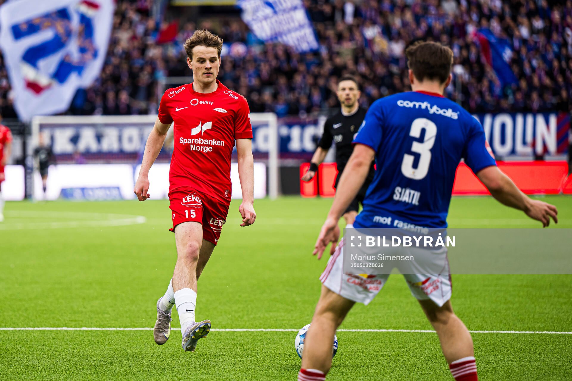 Jonas Tviberg Torsvik of Brann during the Eliteserien match between Vålerenga and Brann on May 3, 2025 in Oslo. 
