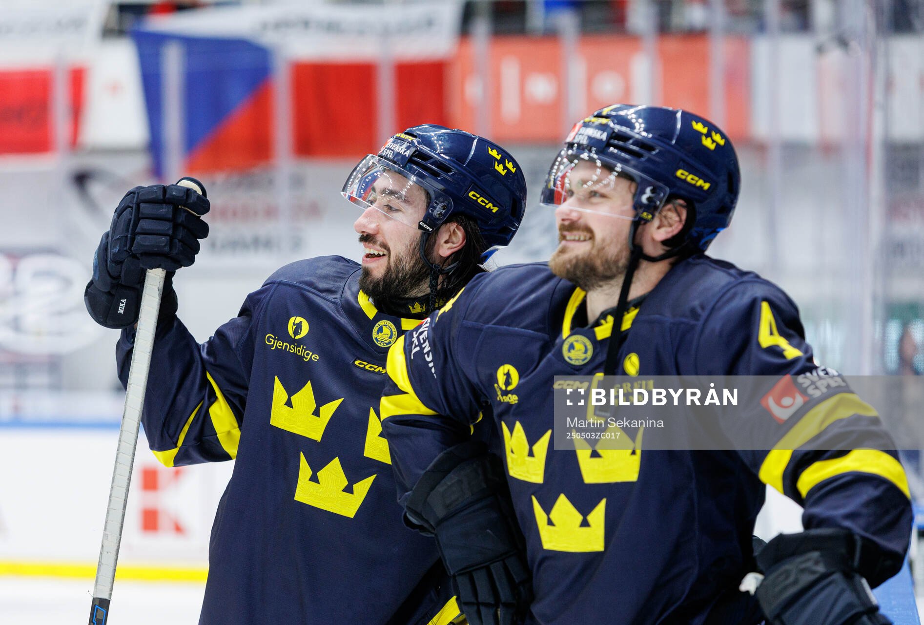 Mika Zibanejad and Rasmus Andersson of Sweden
