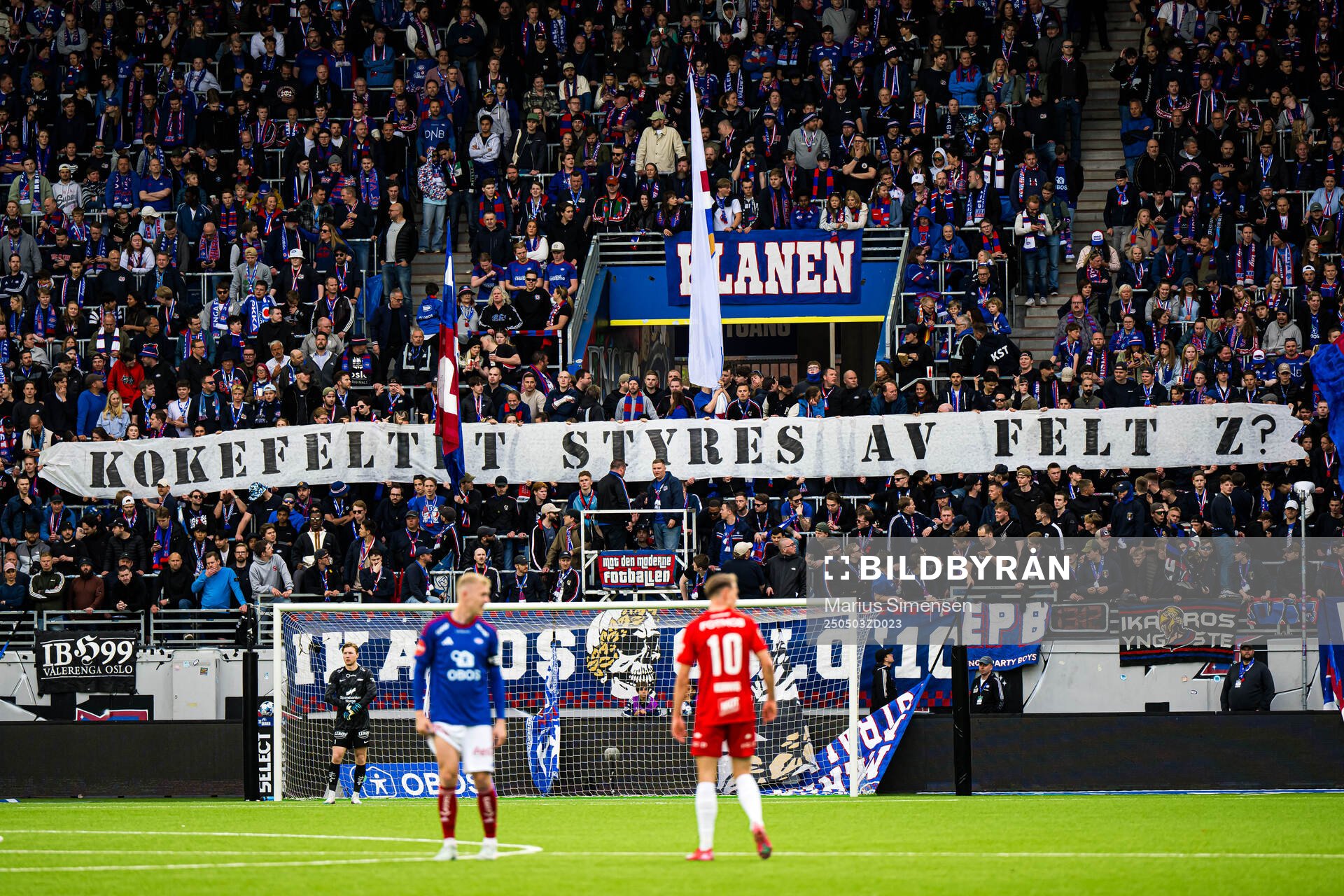 Spectators in the stands during the Eliteserien match between Rosenborg and Molde on May 3, 2025 in Oslo. 