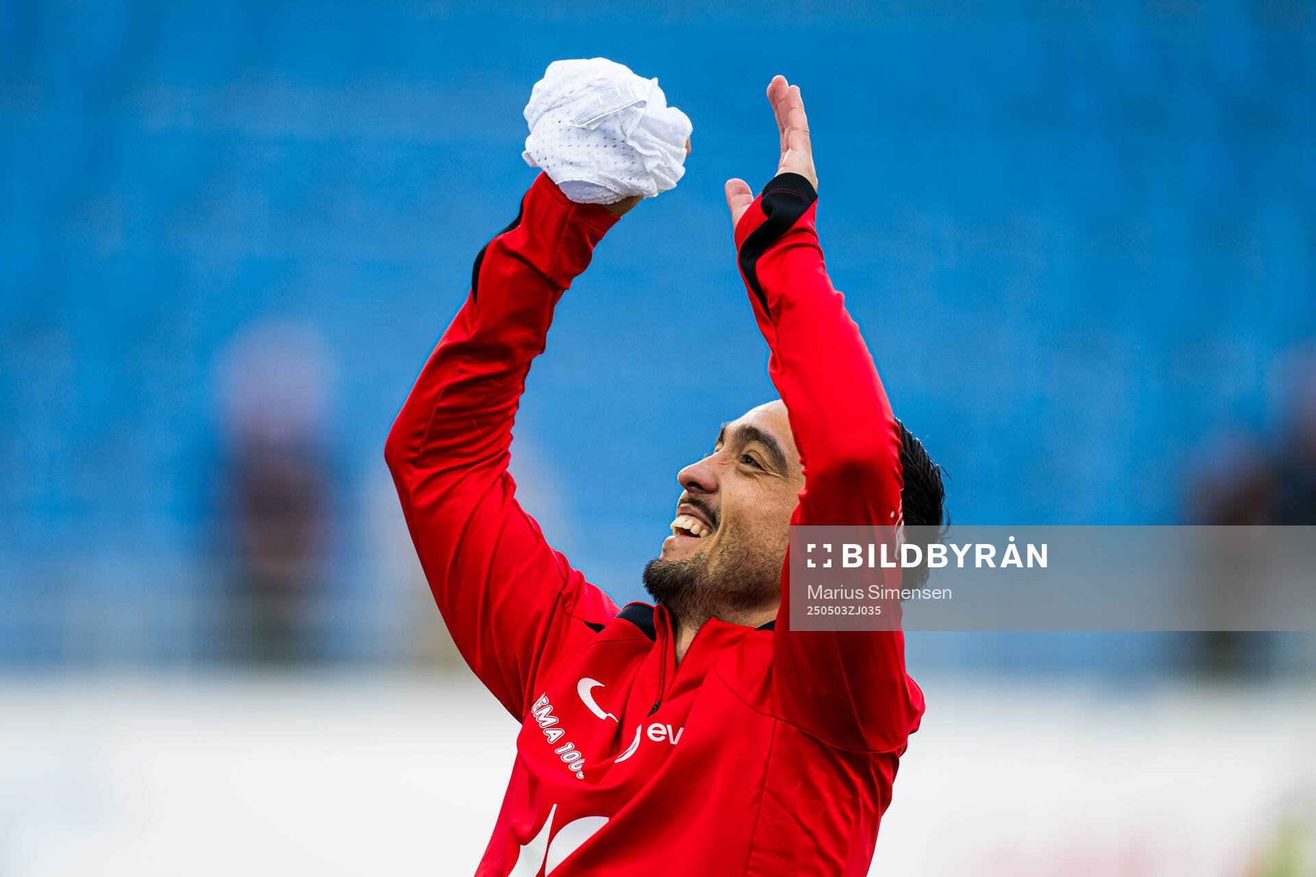 Niklas Castro of Brann celebrates after the Eliteserien match between Rosenborg and Molde on May 3, 2025 in Oslo. 