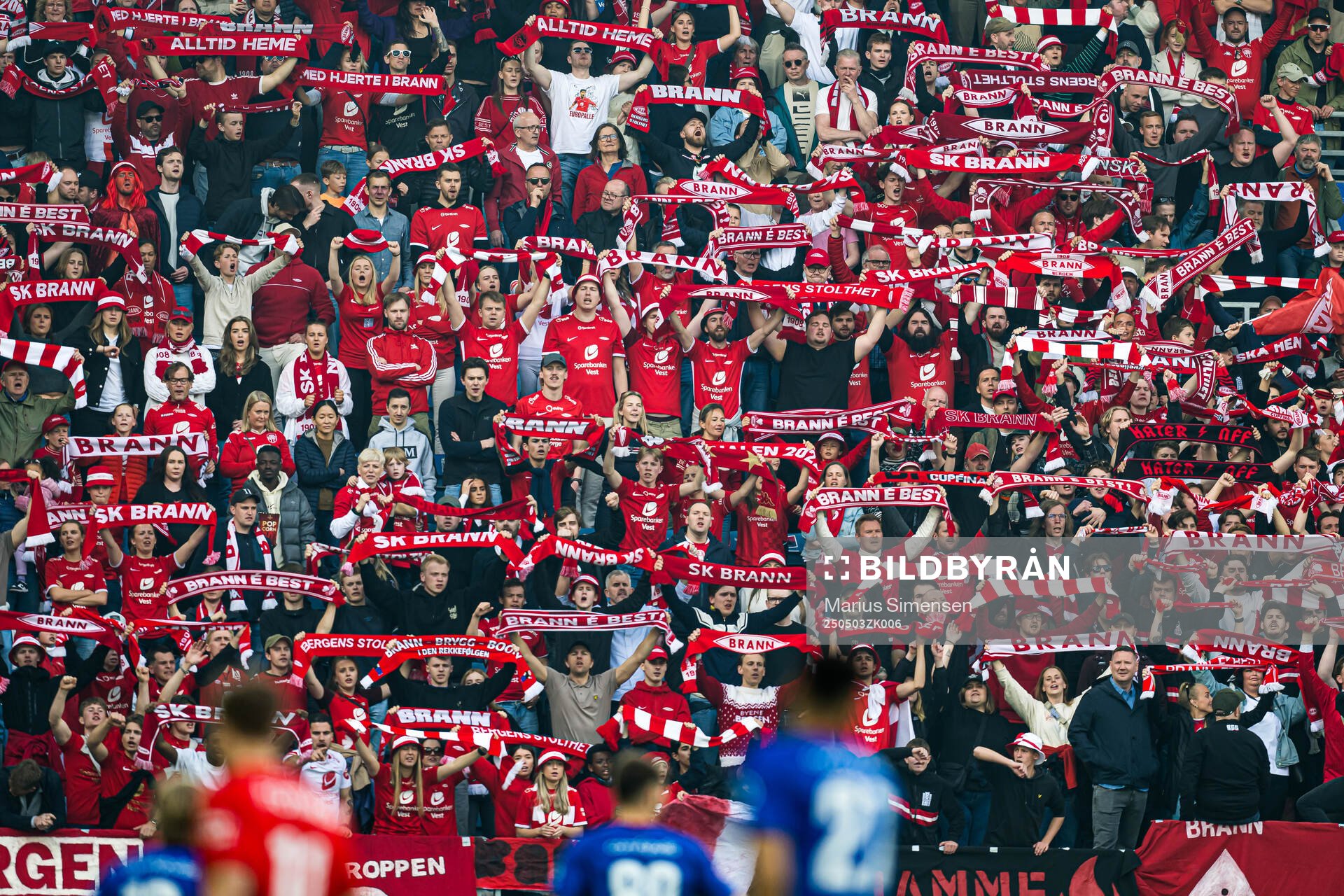 Spectators in the stands during the Eliteserien match between Rosenborg and Molde on May 3, 2025 in Oslo. 