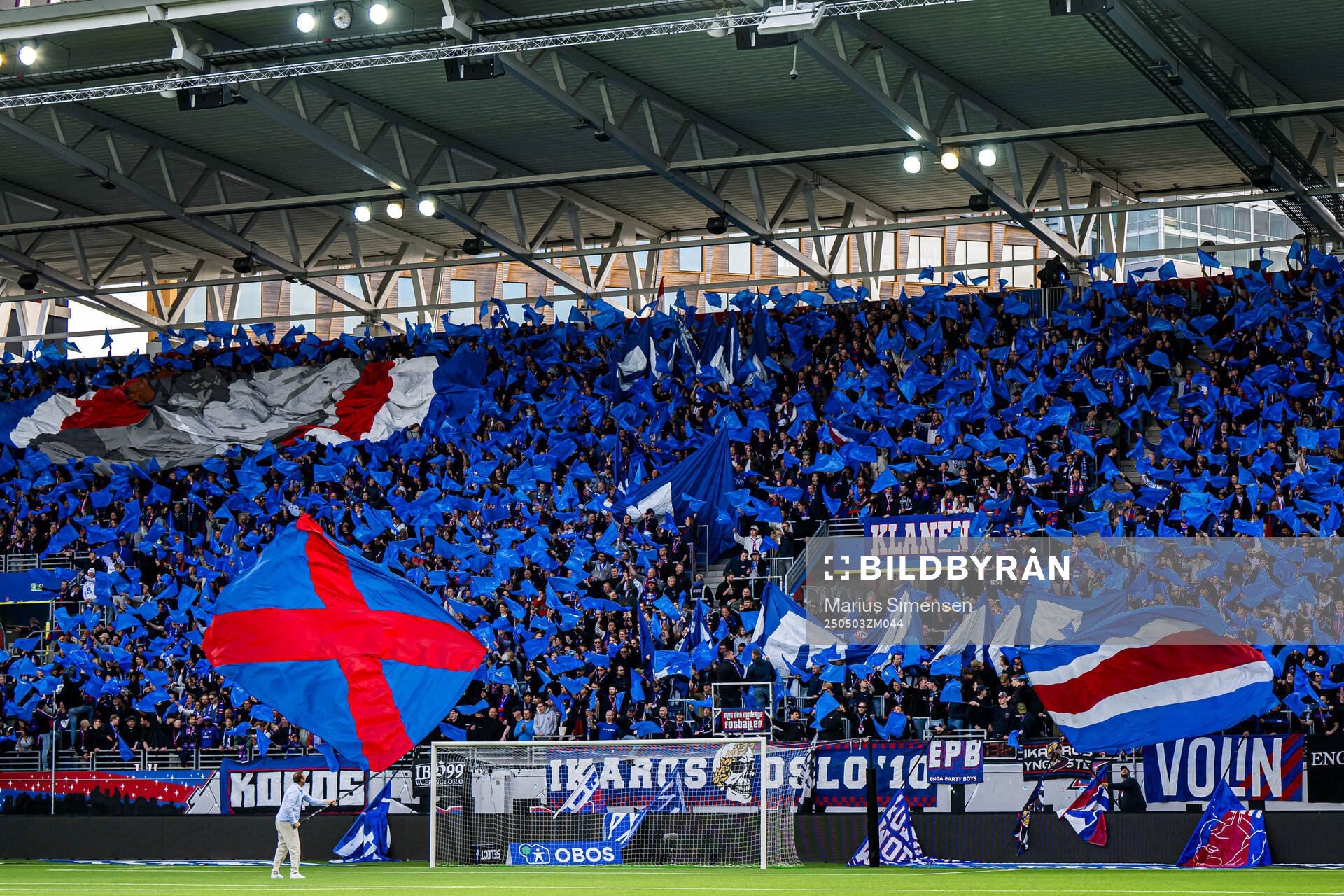 Spectators in the stands ahead of the Eliteserien match between Rosenborg and Molde on May 3, 2025 in Oslo. 