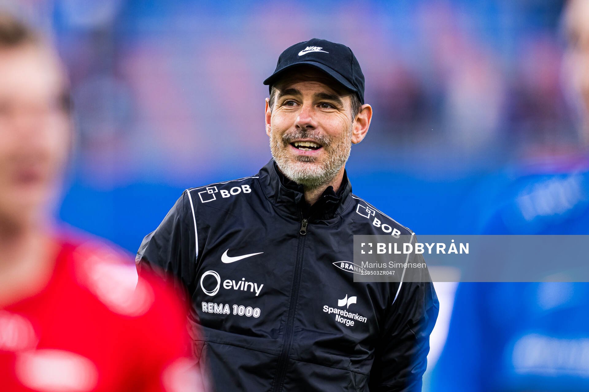 Freyr Alexandersson, head coach of Brann, celebrates after the Eliteserien match between Rosenborg and Molde on May 3, 2025 in Oslo. 