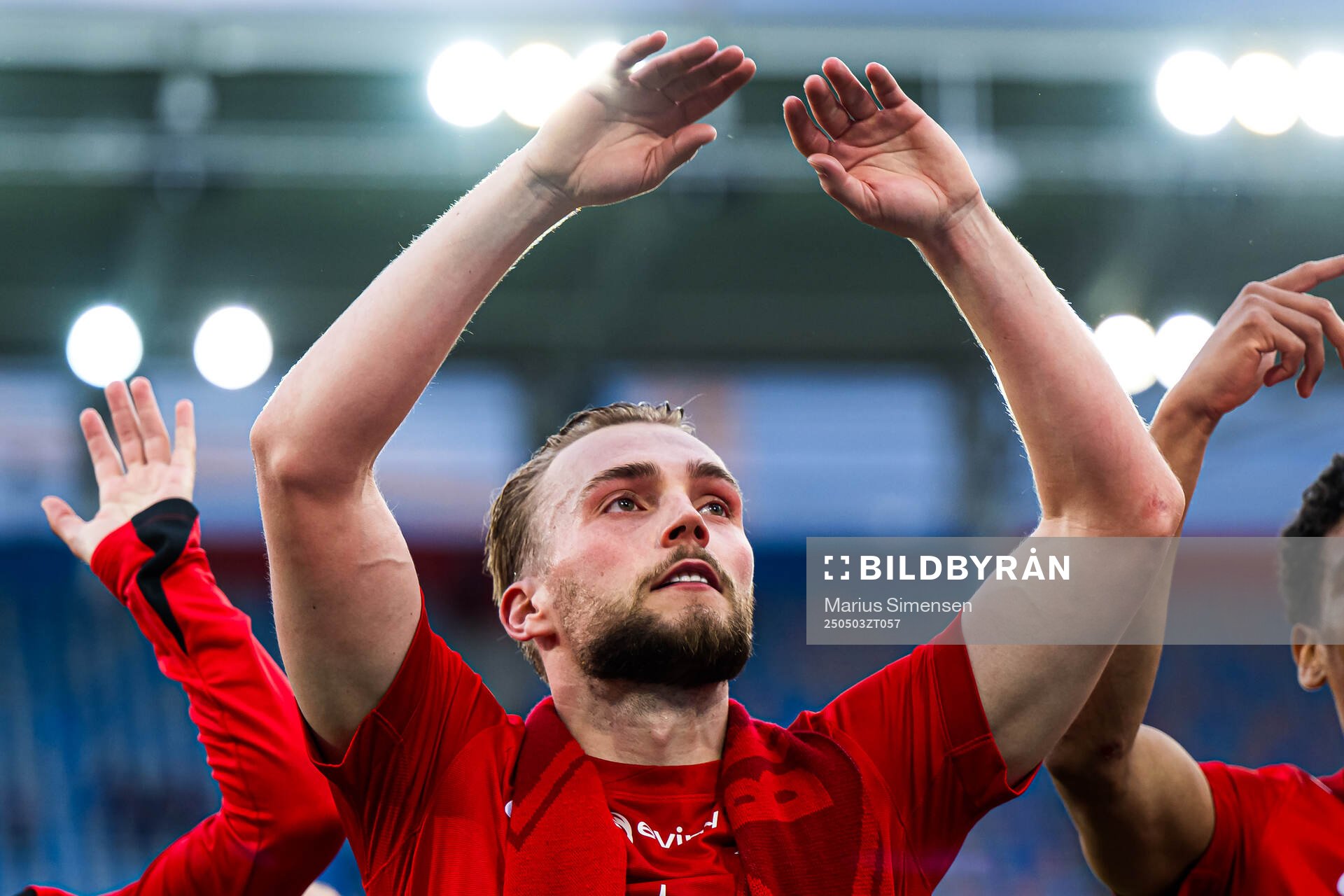 Mads Berg Sande of Brann after the Eliteserien match between Rosenborg and Molde on May 3, 2025 in Oslo. 