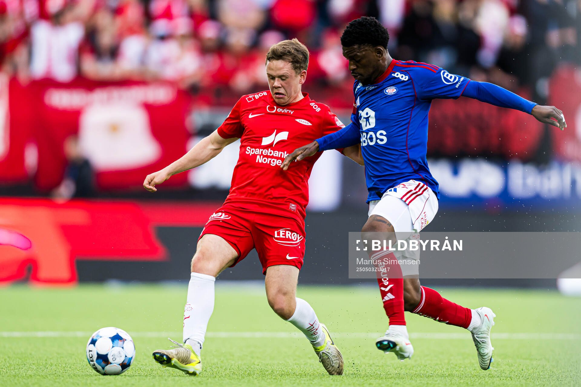 Eggert Aron Gudmundsson of Brann during the Eliteserien match between Rosenborg and Molde on May 3, 2025 in Oslo. 