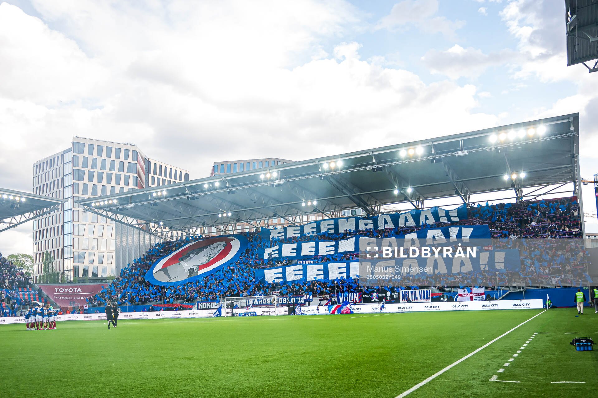 Spectators in the stands ahead of the Eliteserien match between Rosenborg and Molde on May 3, 2025 in Oslo. 