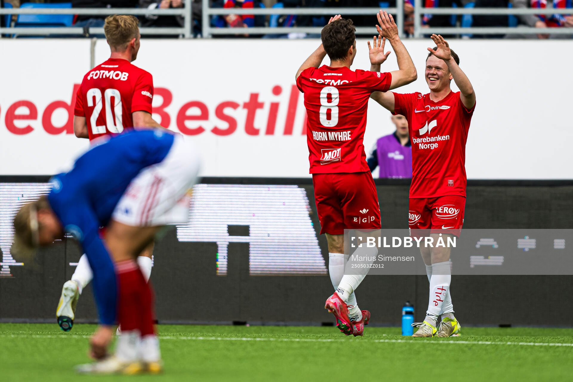 Eggert Aron Gudmundsson of Brann celebrates after scoring the 0-2 goal during the Eliteserien match between Rosenborg and Molde on May 3, 2025 in Oslo.