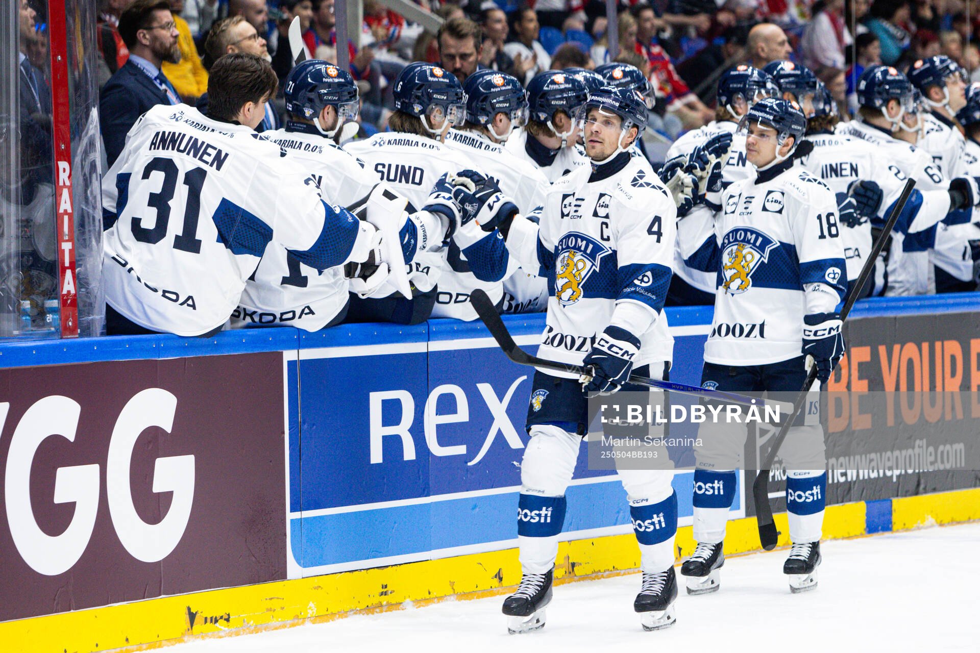 Mikko Lehtonen and Vili Saarijärvi of Finland celebrate