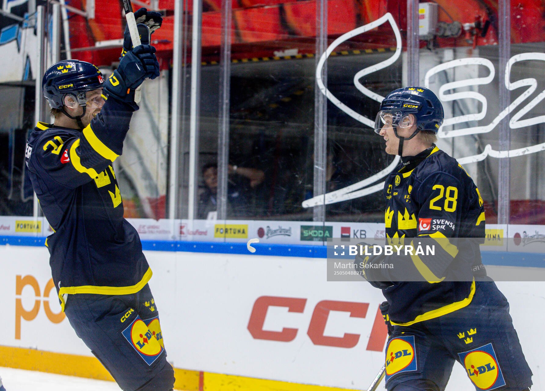 Christoffer Ehn and Anton Bengtsson of Sweden celebrate