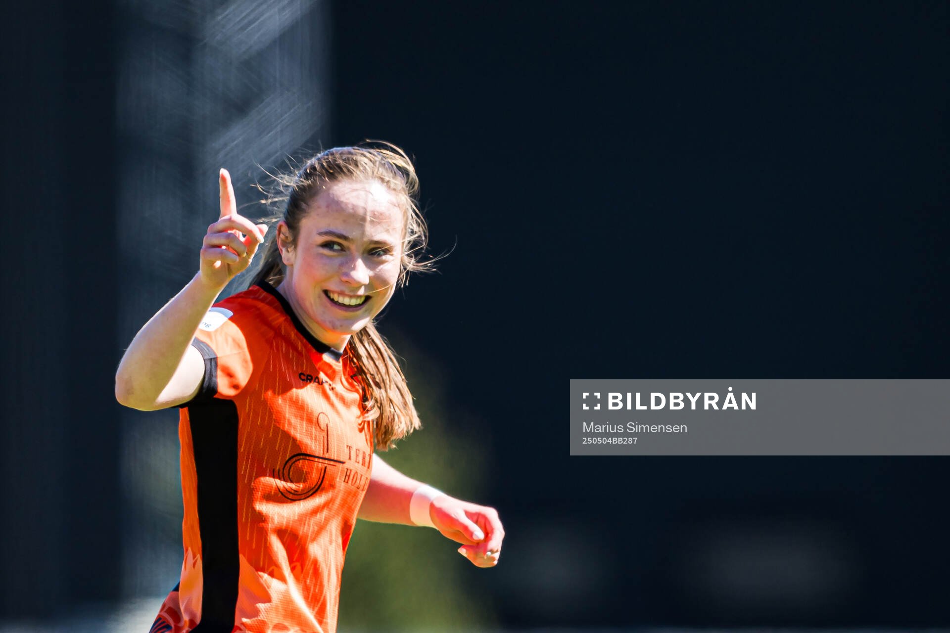 Sarah Haaland of Åsane celebrates after scoring the 3-0 goal during the 1. division football match between Åsane and Start on May 4, 2025 in Bergen.