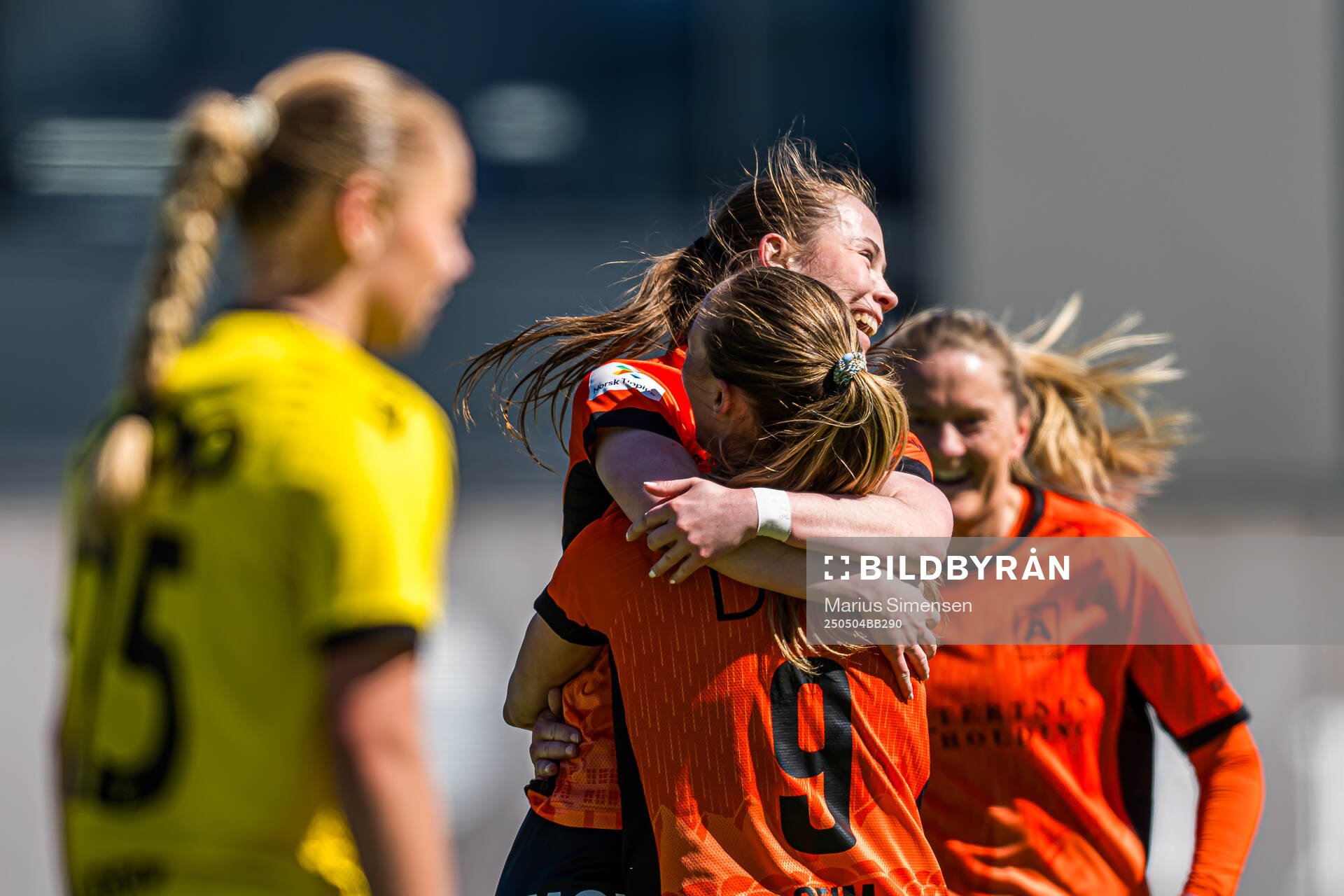 Sarah Haaland of Åsane celebrates after scoring the 3-0 goal during the 1. division football match between Åsane and Start on May 4, 2025 in Bergen.