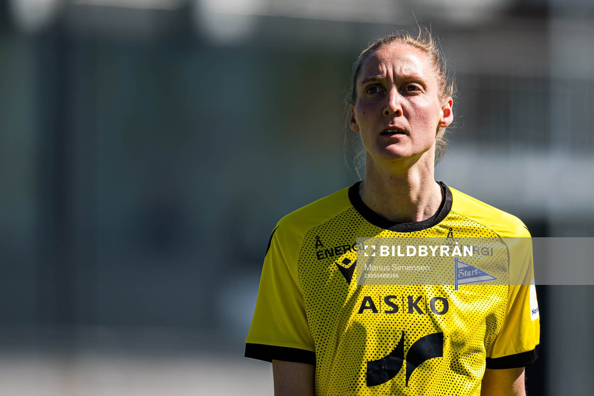 Mette Lorentzen of Start during the 1. division football match between Åsane and Start on May 4, 2025 in Bergen.