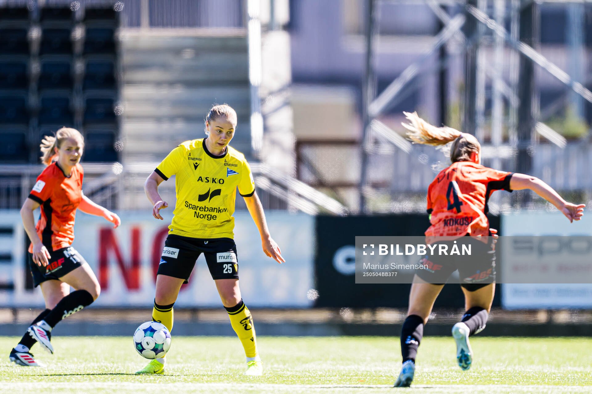 Amalie Isabell Taraldsen of Start during the 1. division football match between Åsane and Start on May 4, 2025 in Bergen.