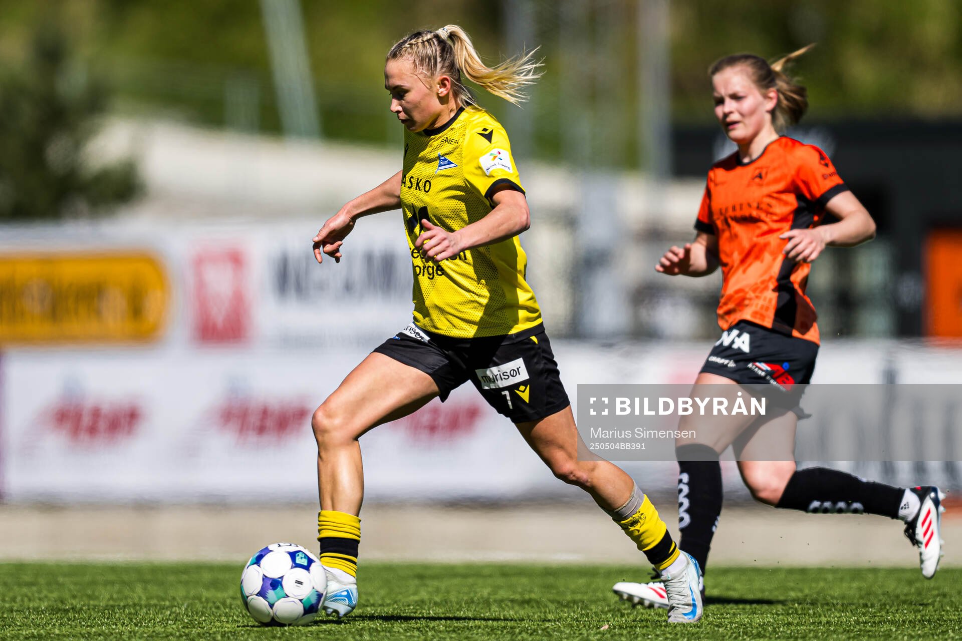Ina Marie Andresen of Start during the 1. division football match between Åsane and Start on May 4, 2025 in Bergen.