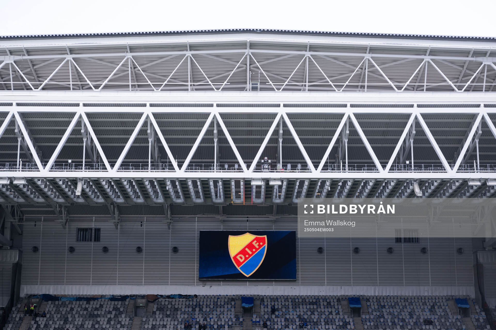 Interiör vy över 3Arena inför fotbollsmatchen i Allsvenskan mellan Djurgården och AIK den 4 maj 2025 i Stockholm. 