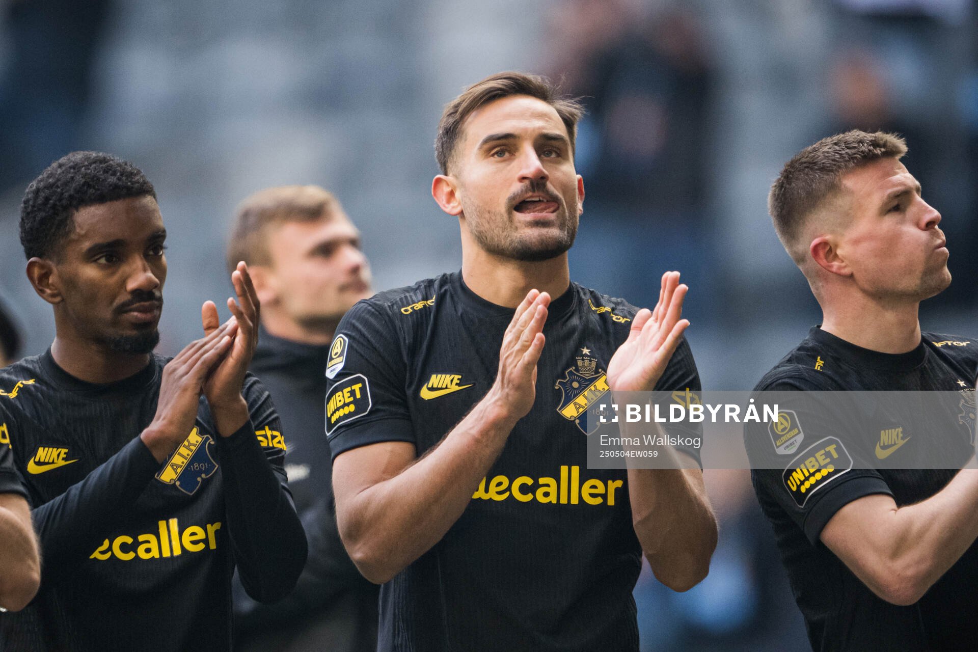 AIKs Sotirios Papagiannopoulos efter fotbollsmatchen i Allsvenskan mellan Djurgården och AIK den 4 maj 2025 i Stockholm. 