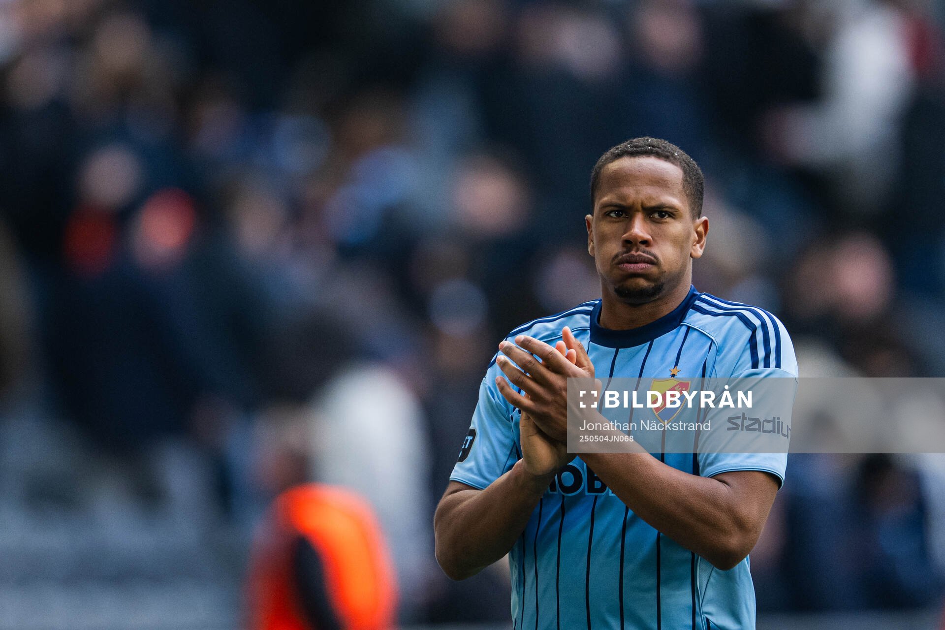 Djurgårdens Zakaria Sawo efter fotbollsmatchen i Allsvenskan mellan Djurgården och AIK den 4 maj 2025 i Stockholm. 