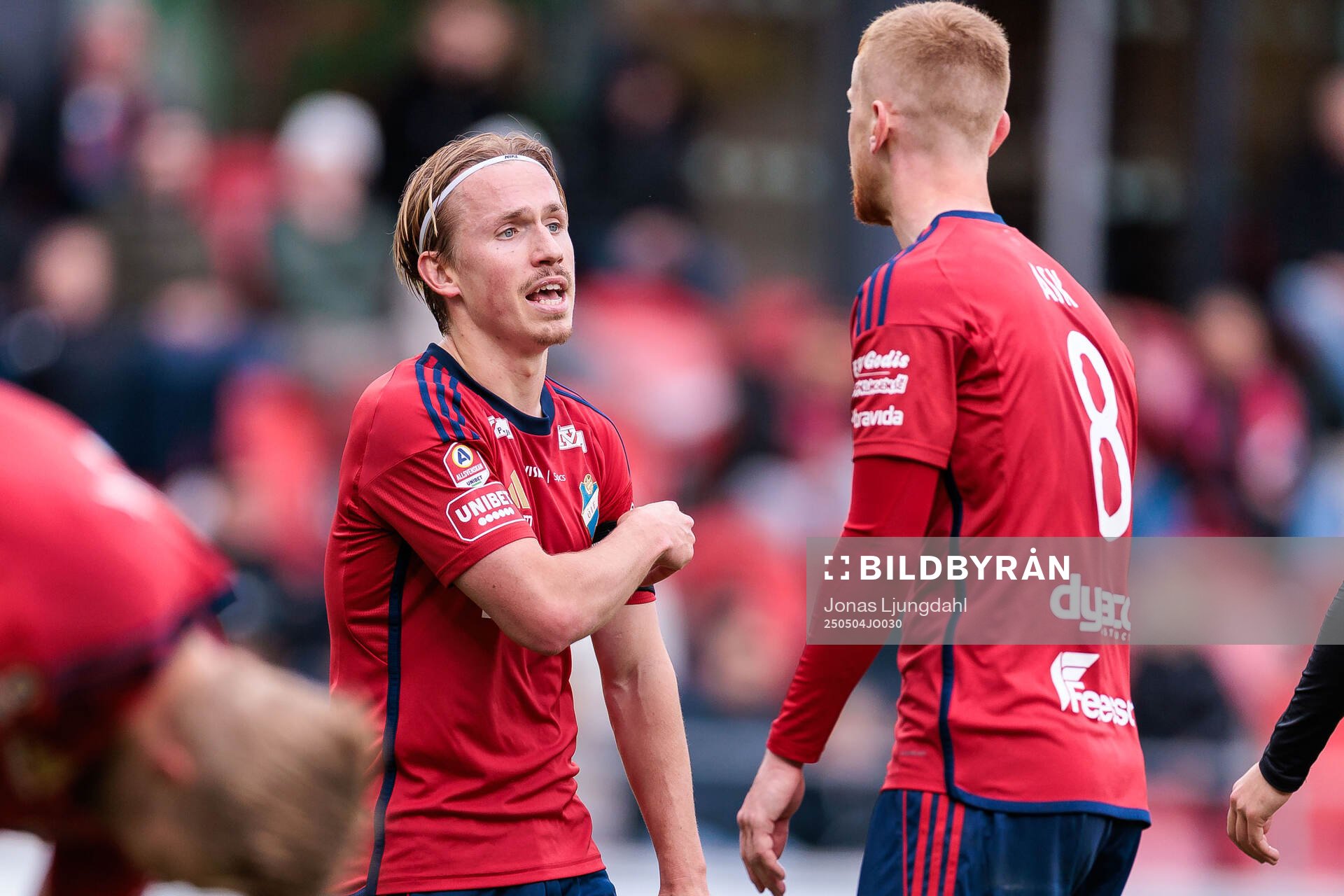 Östers David Seger under fotbollsmatchen i Allsvenskan mellan Öster och Hammarby den 4 maj 2025 i Växjö. 