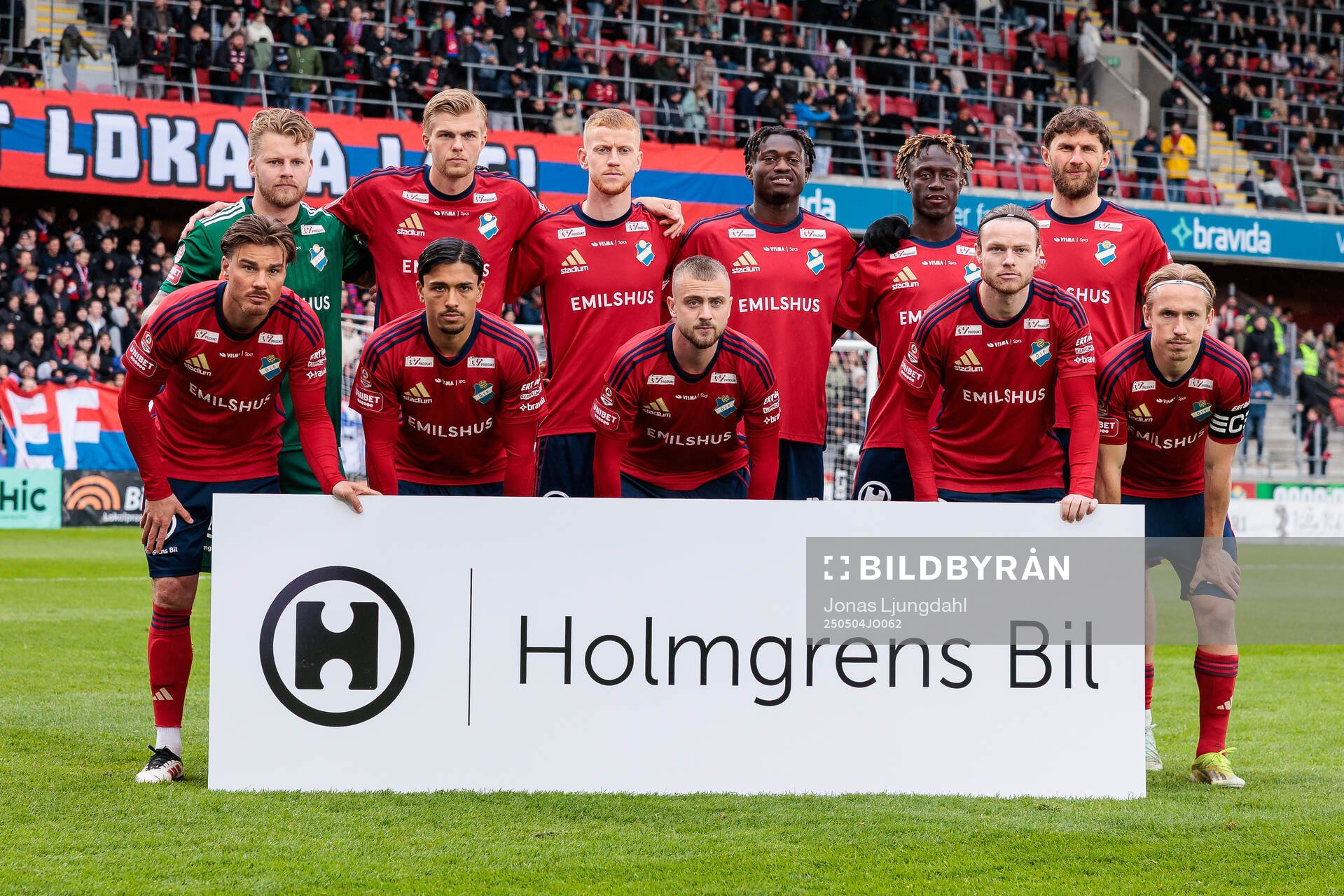 Östers startelva inför fotbollsmatchen i Allsvenskan mellan Öster och Hammarby den 4 maj 2025 i Växjö. 