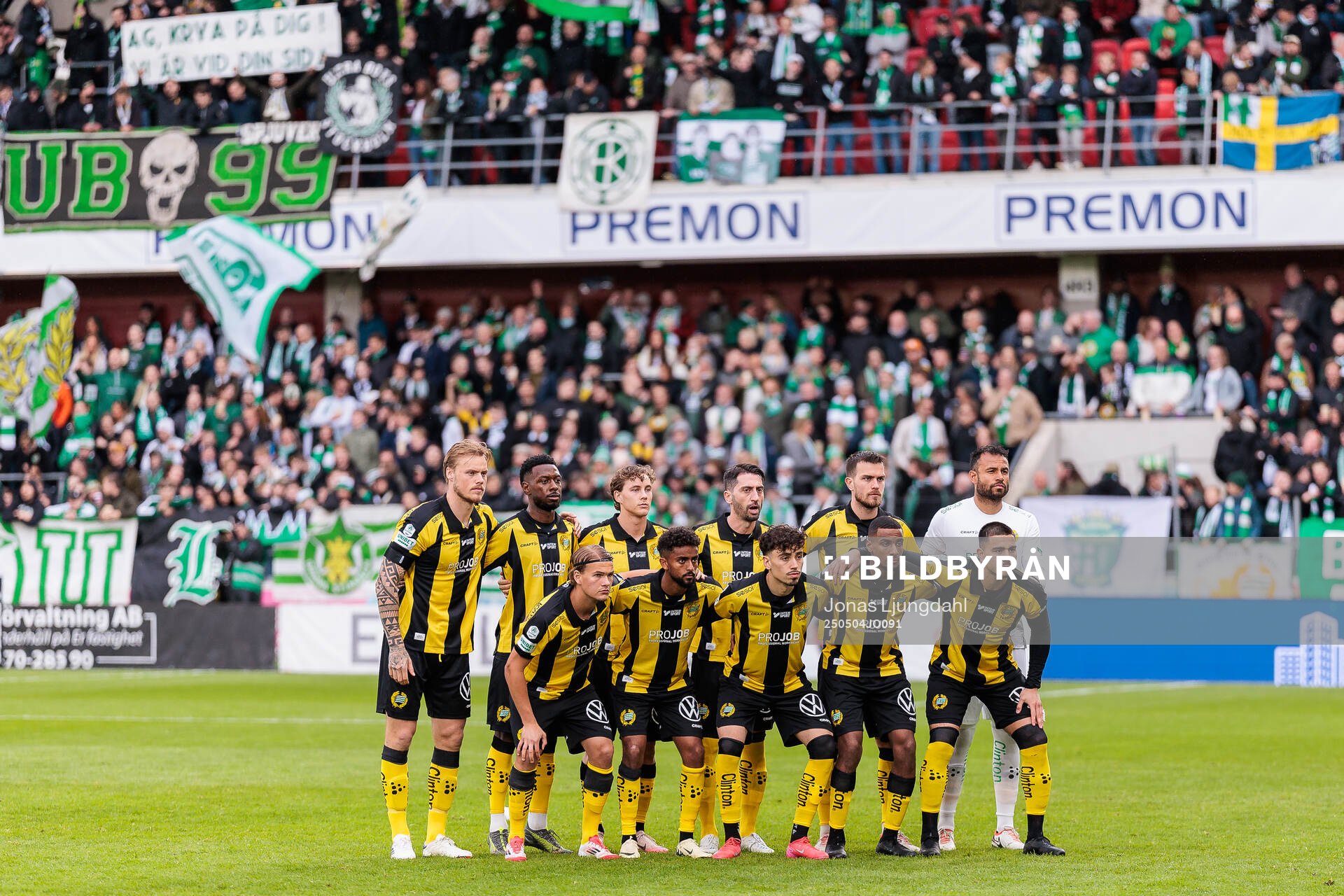 Hammarbys startelva inför fotbollsmatchen i Allsvenskan mellan Öster och Hammarby den 4 maj 2025 i Växjö. 